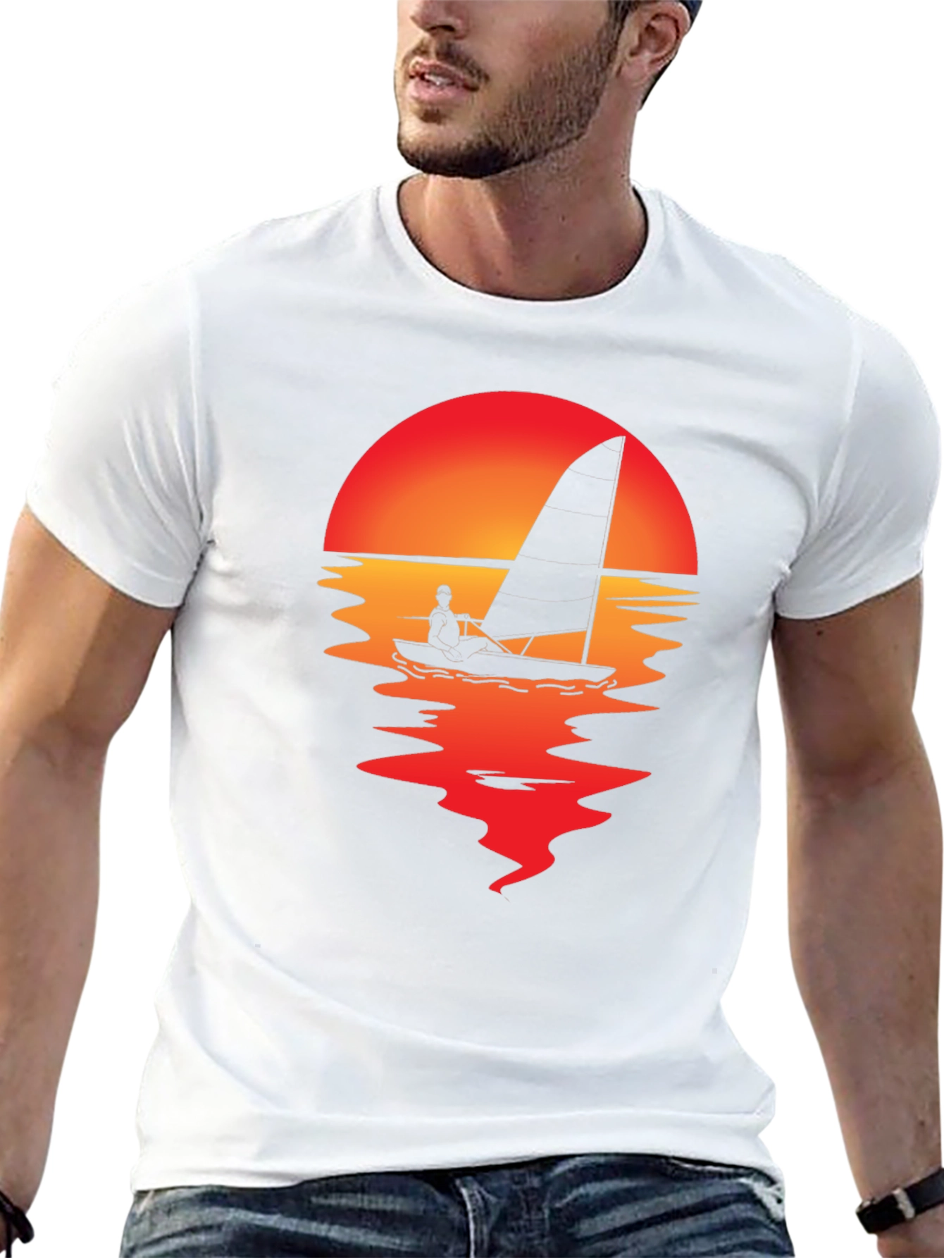 Black Sunset Sailboat Graphic Tee view 13