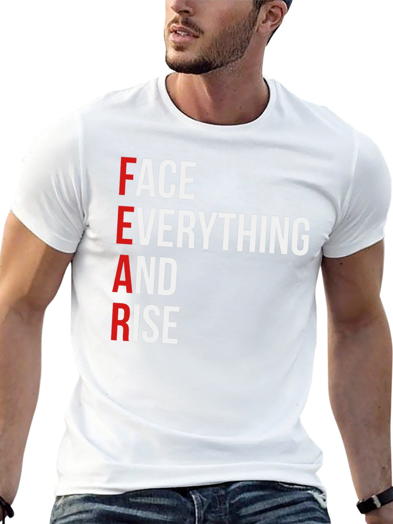 Black Motivational 'FEAR' Graphic T-Shirt view 13