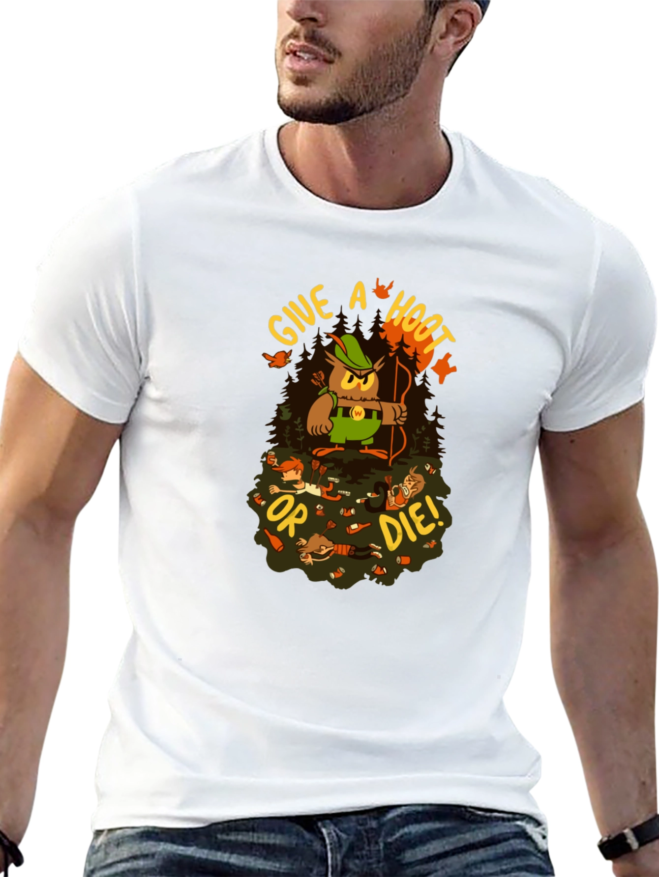 Black Give a Hoot or Die! Graphic T-Shirt view 13