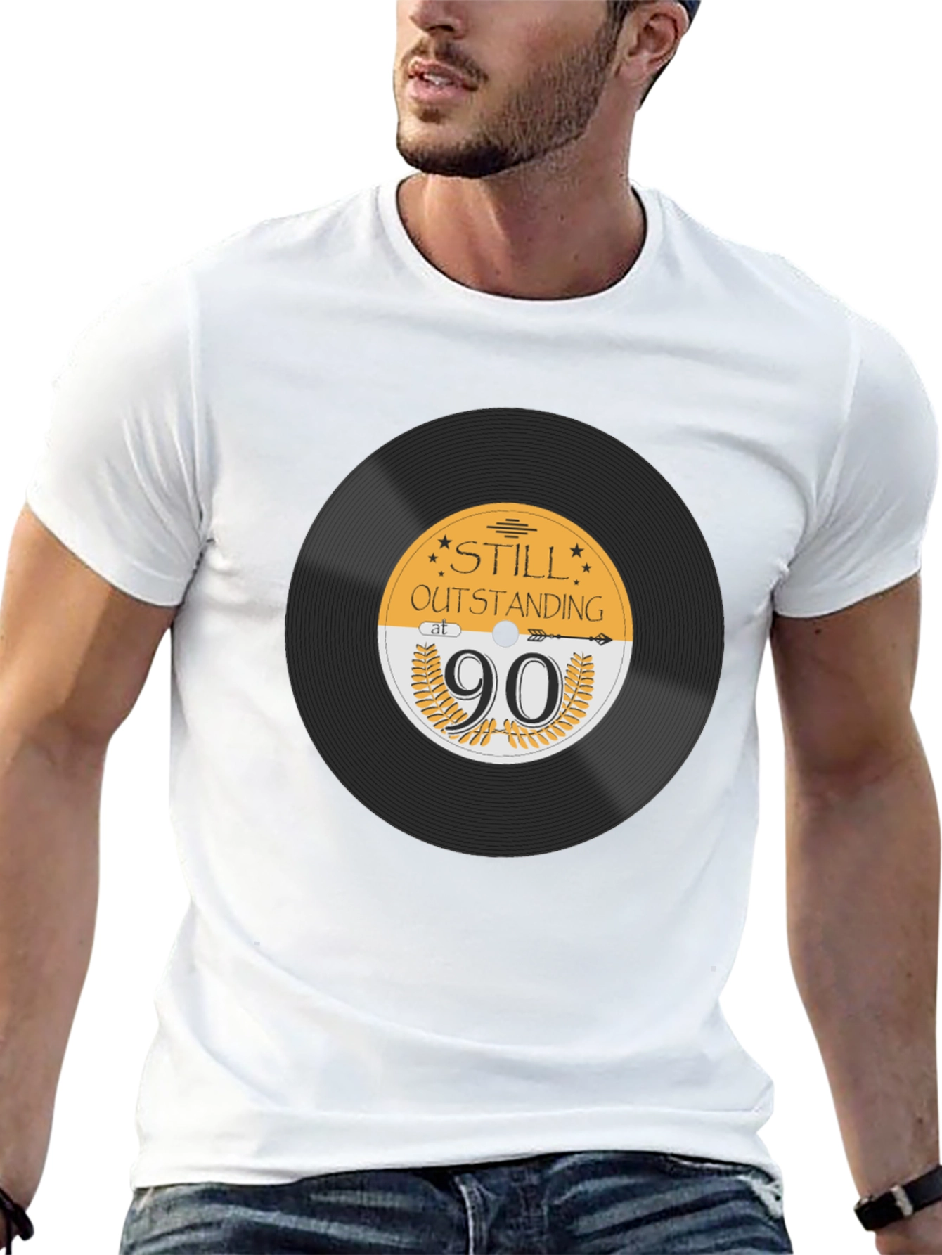 Black Still Outstanding at 90 Vinyl Record T-Shirt view 13