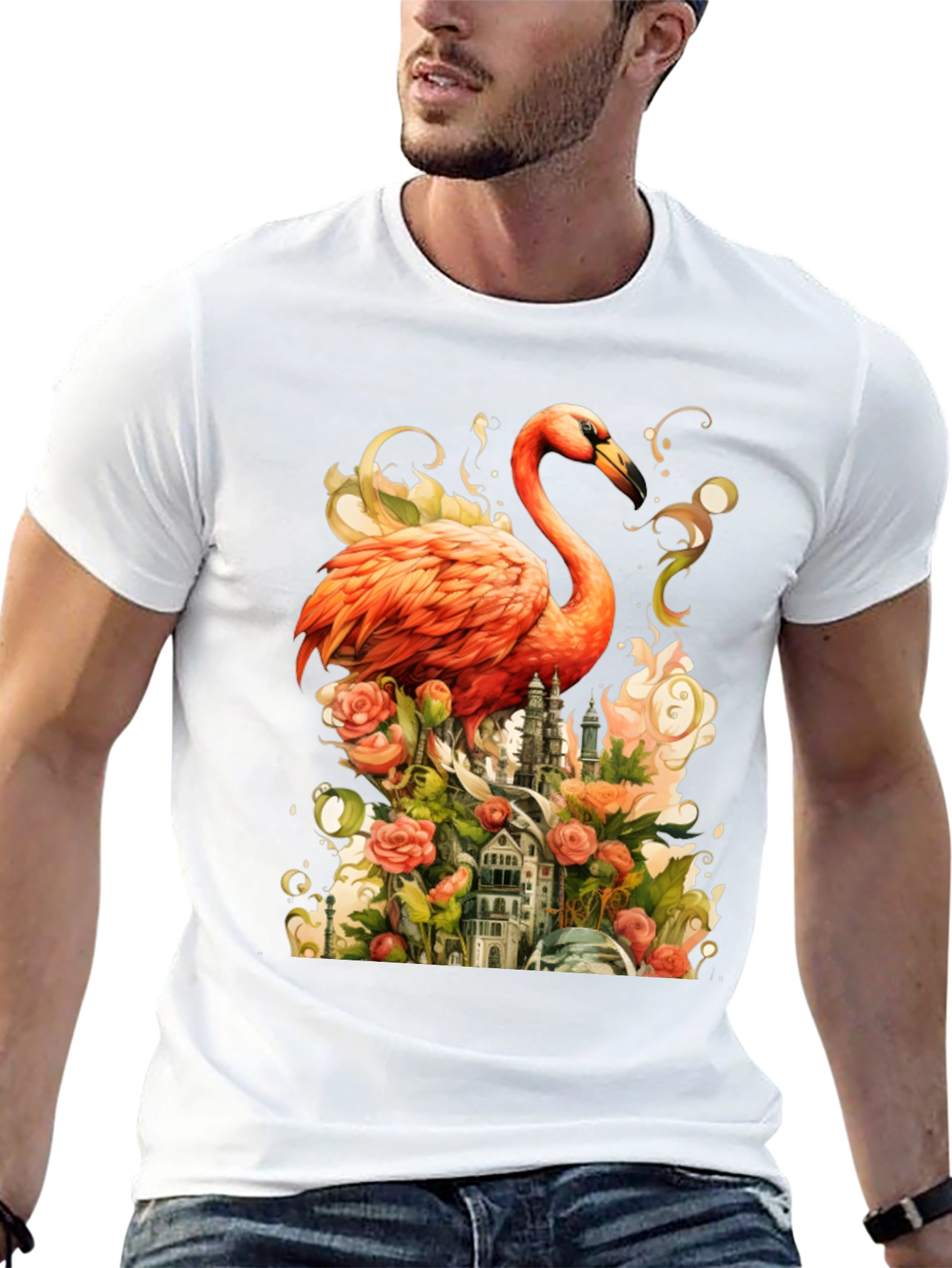 Black Flamingo Castle Graphic Tee view 13