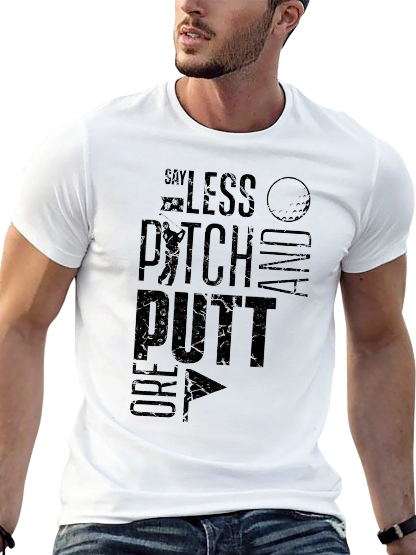 Black Say Less Pitch and Putt Golf T-Shirt view 13