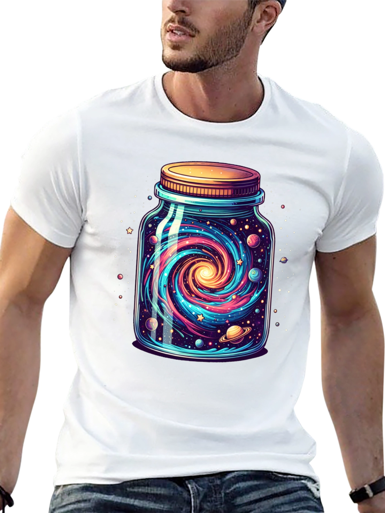 Black Galaxy Jar Graphic Tee - Men's Black T-Shirt view 13