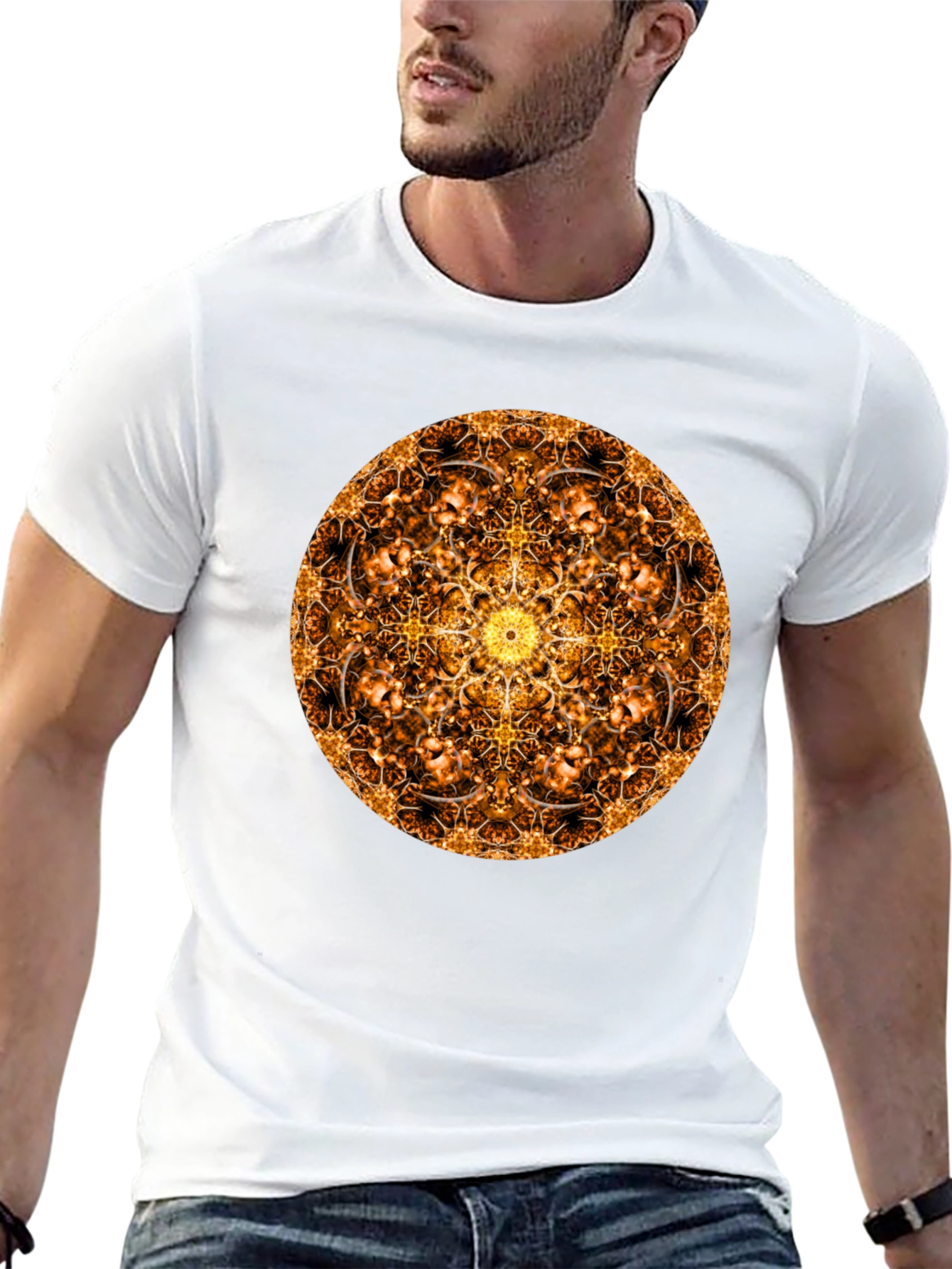 Black Golden Mandala T-Shirt: Sacred Geometry Design view 13