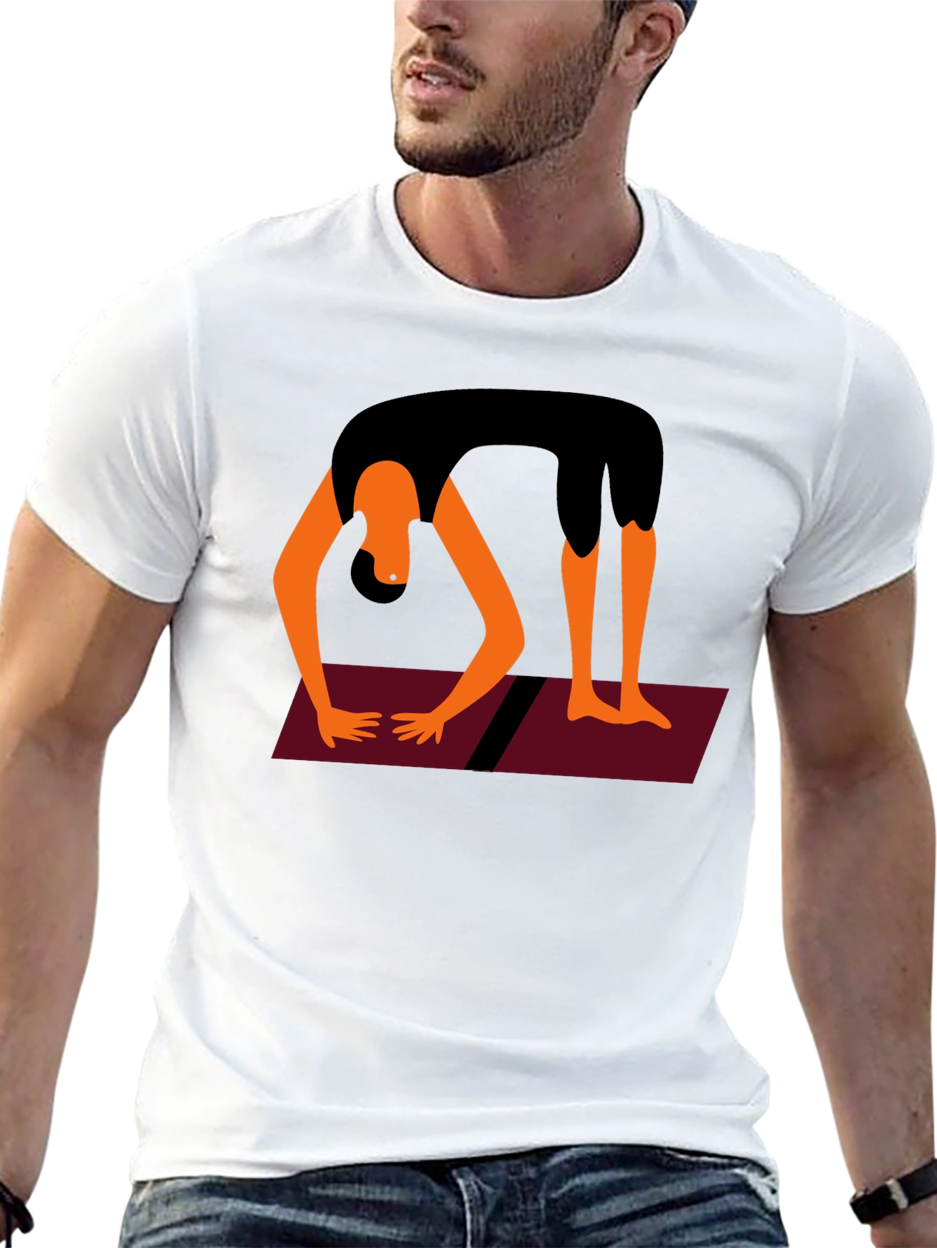 Black Yoga Pose Graphic Tee - Black Cotton Blend view 13