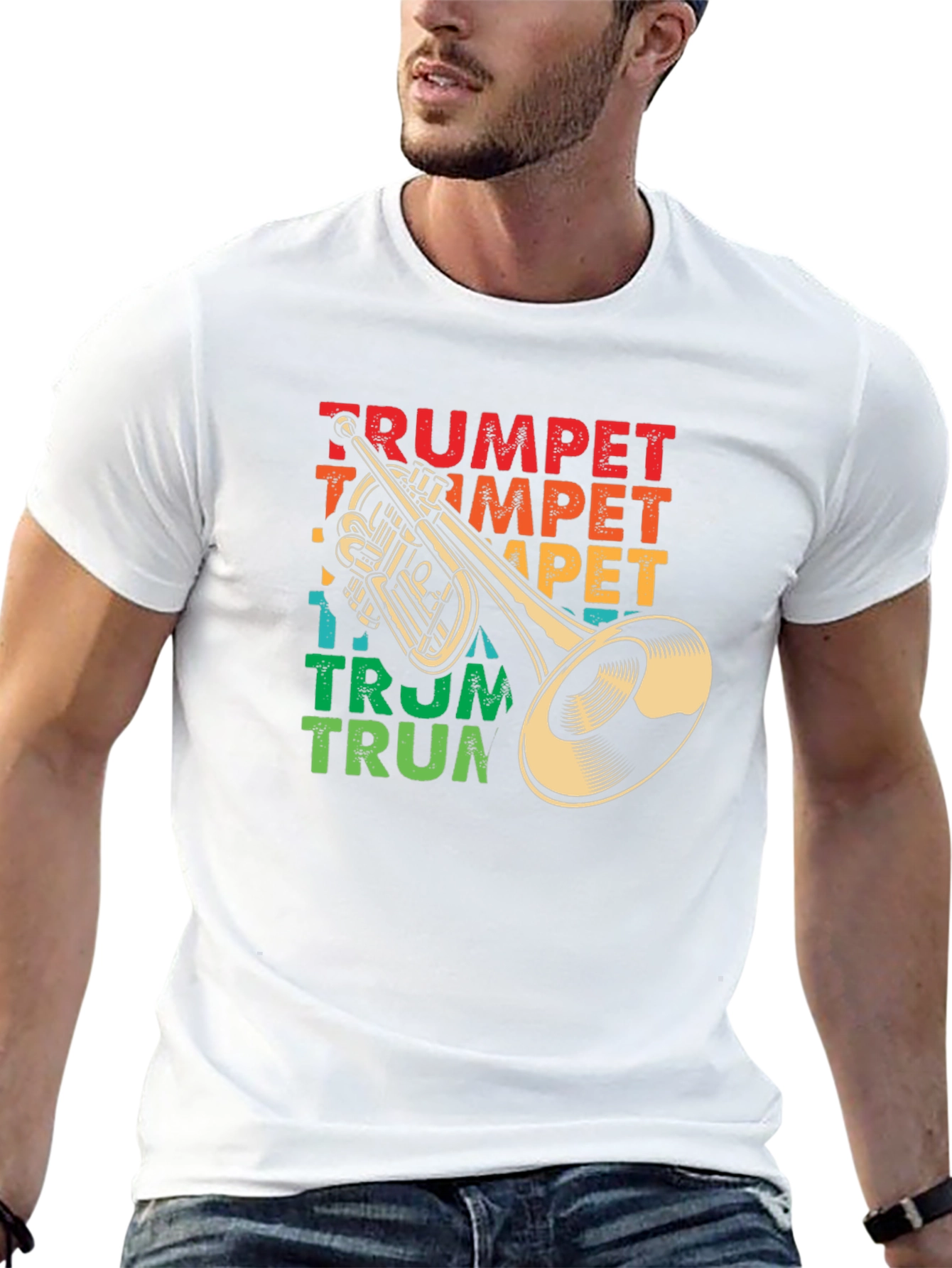Black Retro Trumpet Graphic T-Shirt - Music Lover Tee view 13