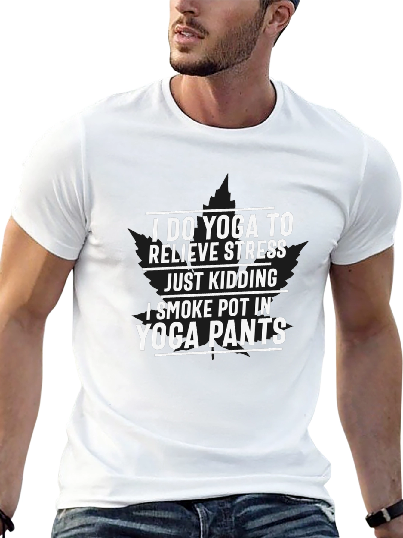 Black Funny Yoga & Pot T-Shirt view 13