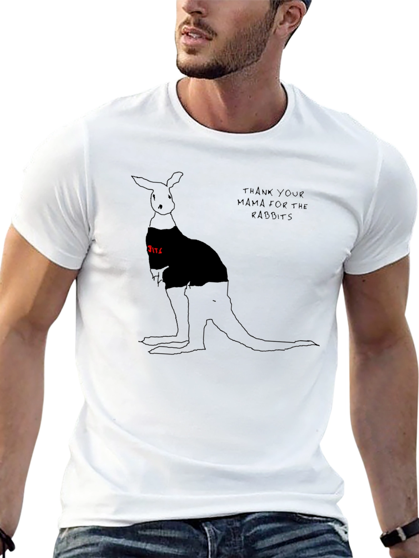 Black Kangaroo Graphic Black T-Shirt - Novelty Tee view 13