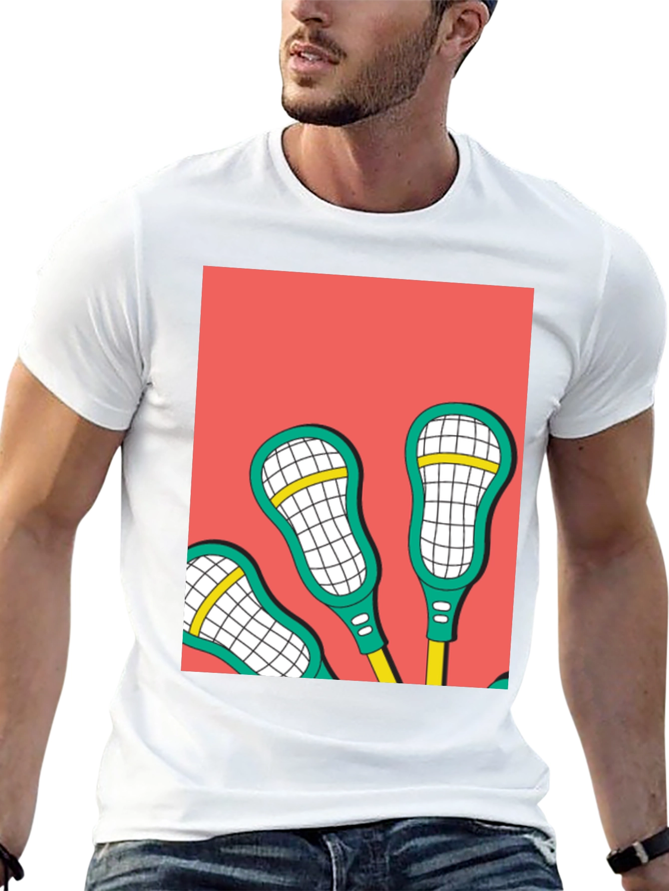 Black Lacrosse Sticks Graphic Tee - Cool Sport Design view 13