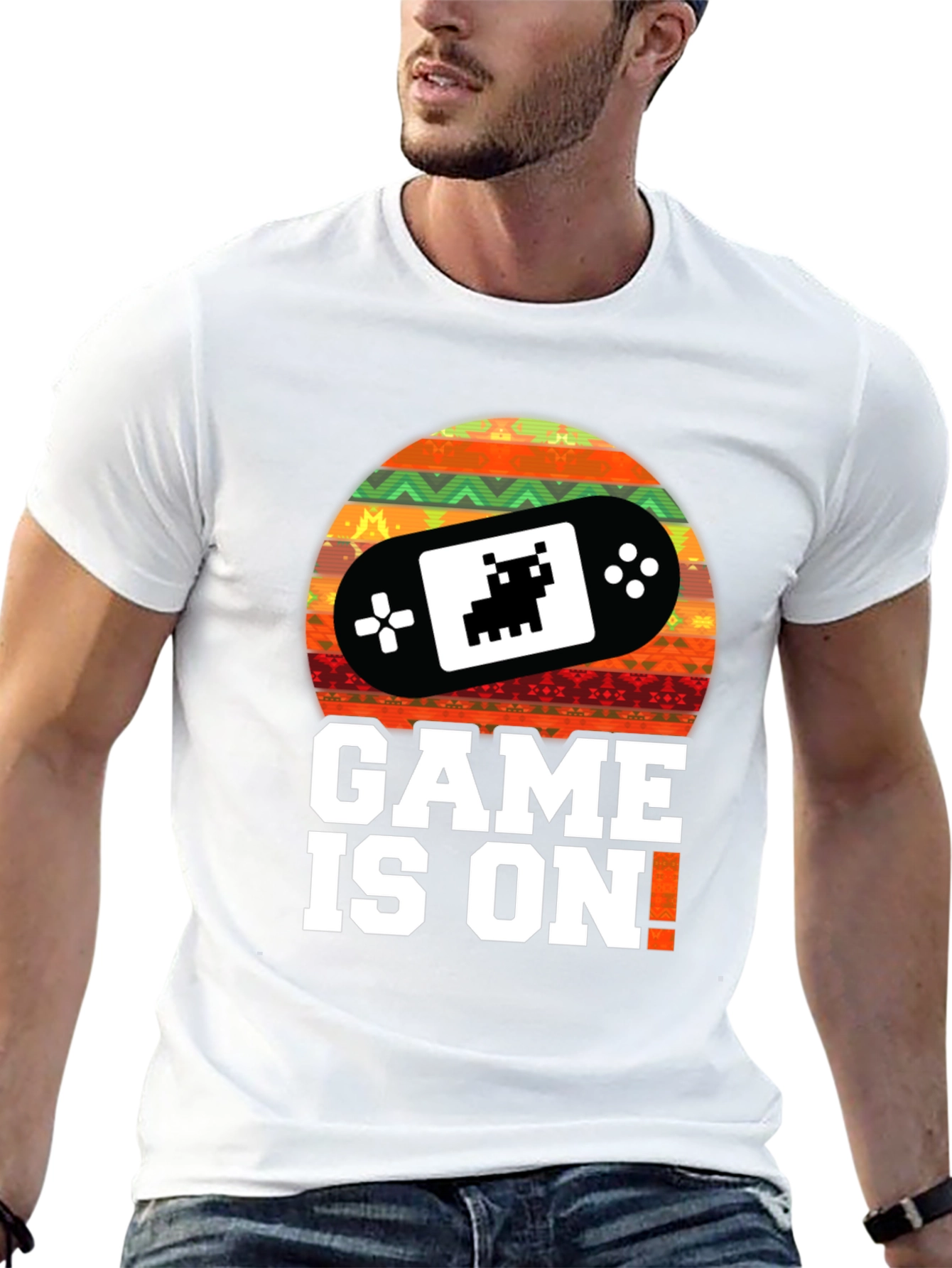 Black Game On! Retro Gamer T-Shirt - Black view 13