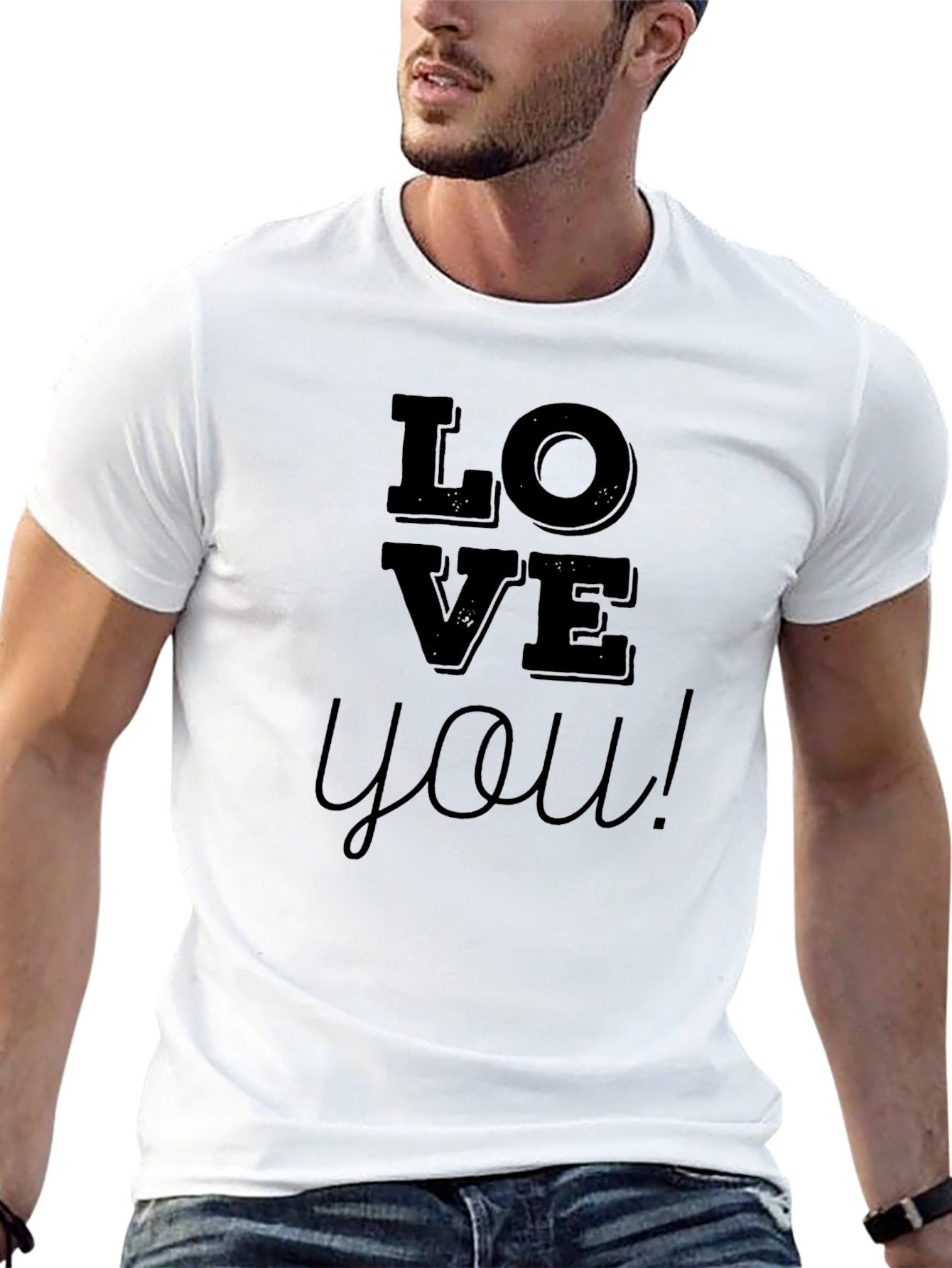 Black Love You Black Graphic T-Shirt view 13