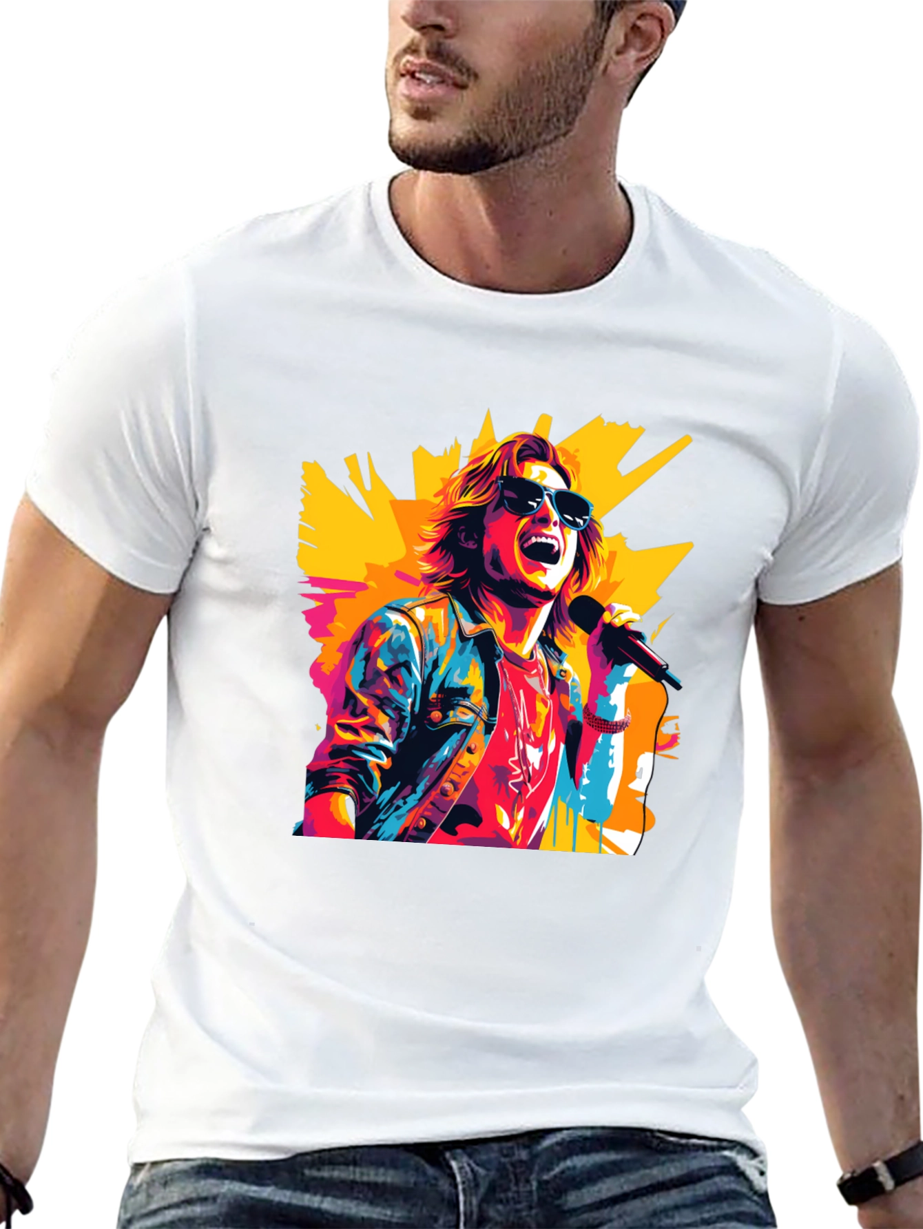 Black Retro Rocker Graphic Tee - Cool Pop Art Design view 13