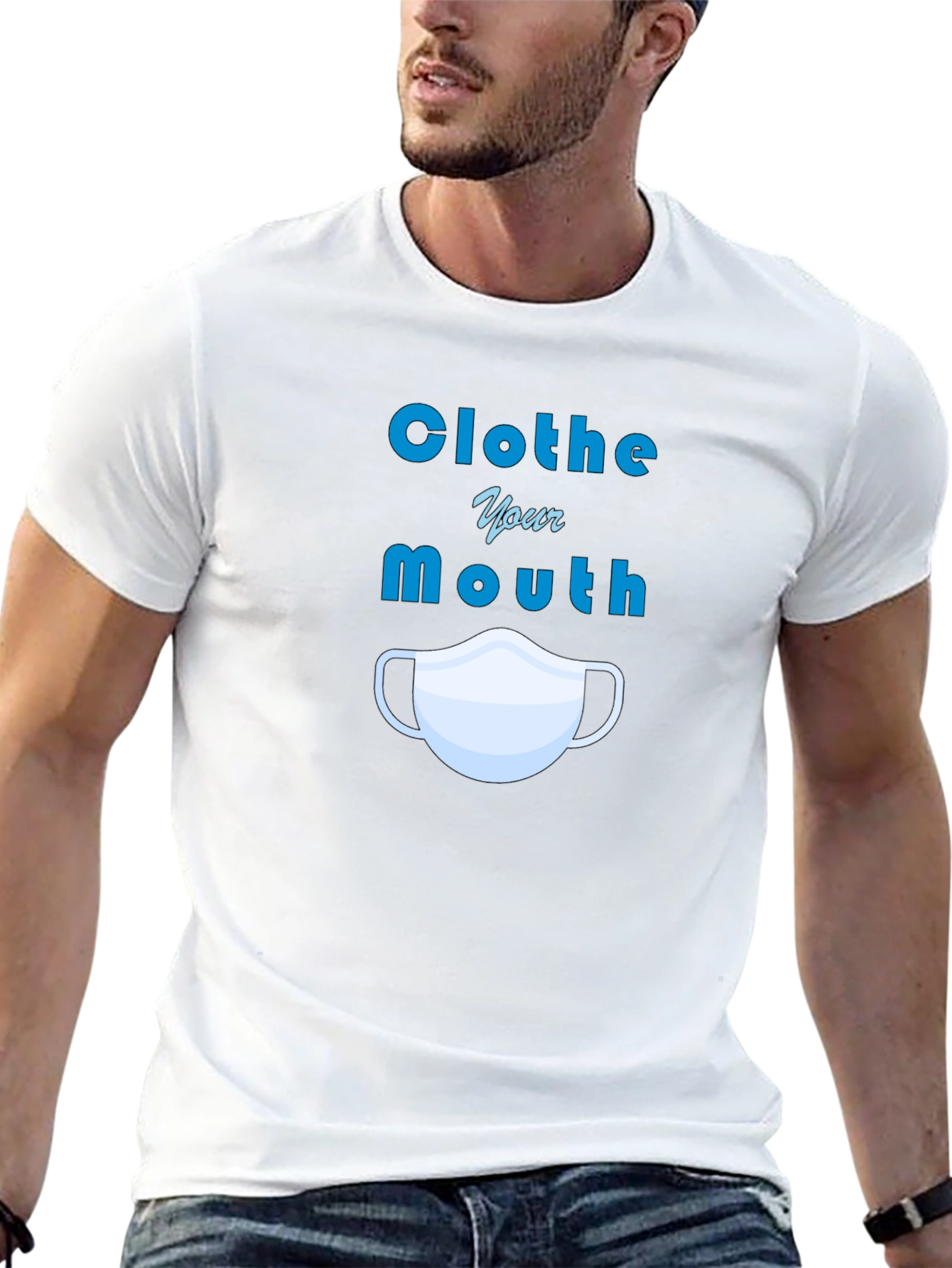 Black Clothe Your Mouth Graphic Tee - Protect Yourself! view 13