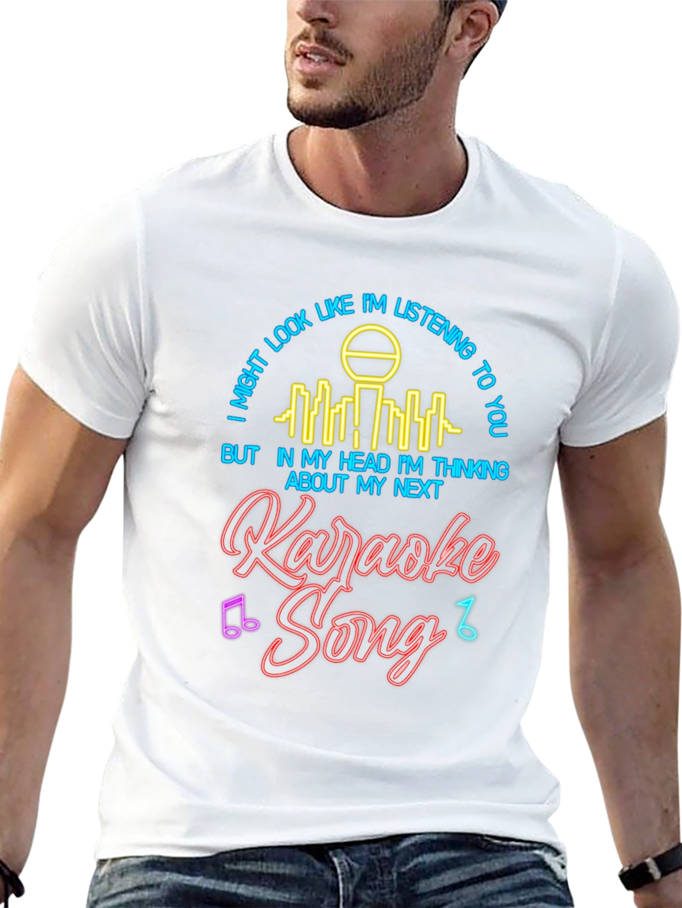 Black Karaoke Song T-Shirt: I'm Thinking About My Next Song Tee view 13