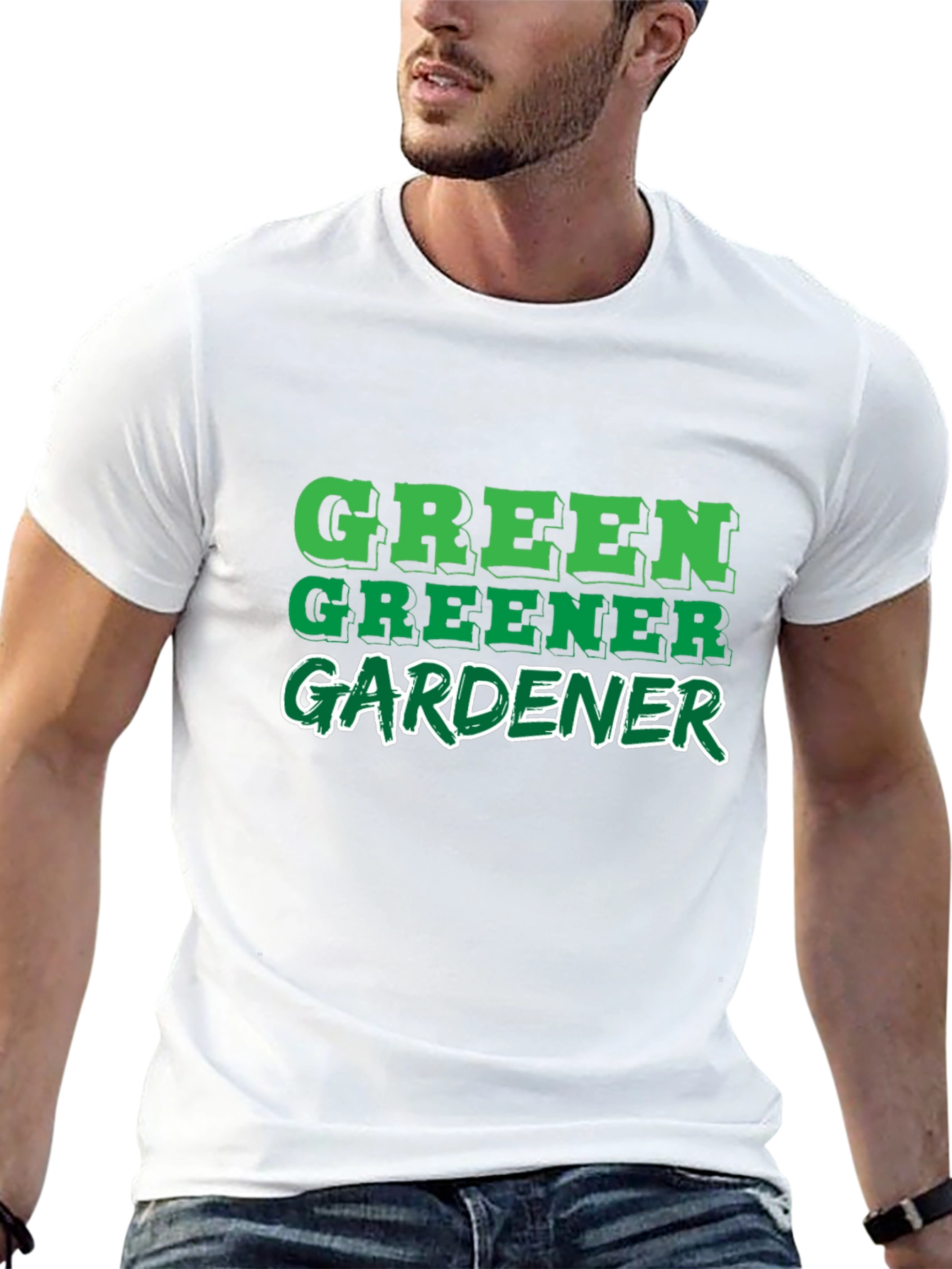 Black Green Greener Gardener Black T-Shirt view 13