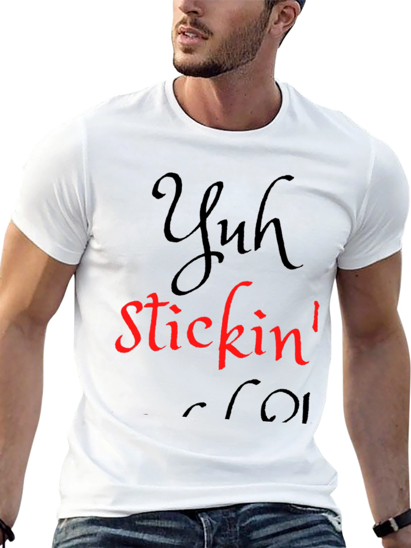 Black Yuh Stickin' T-Shirt - Black Graphic Tee view 13