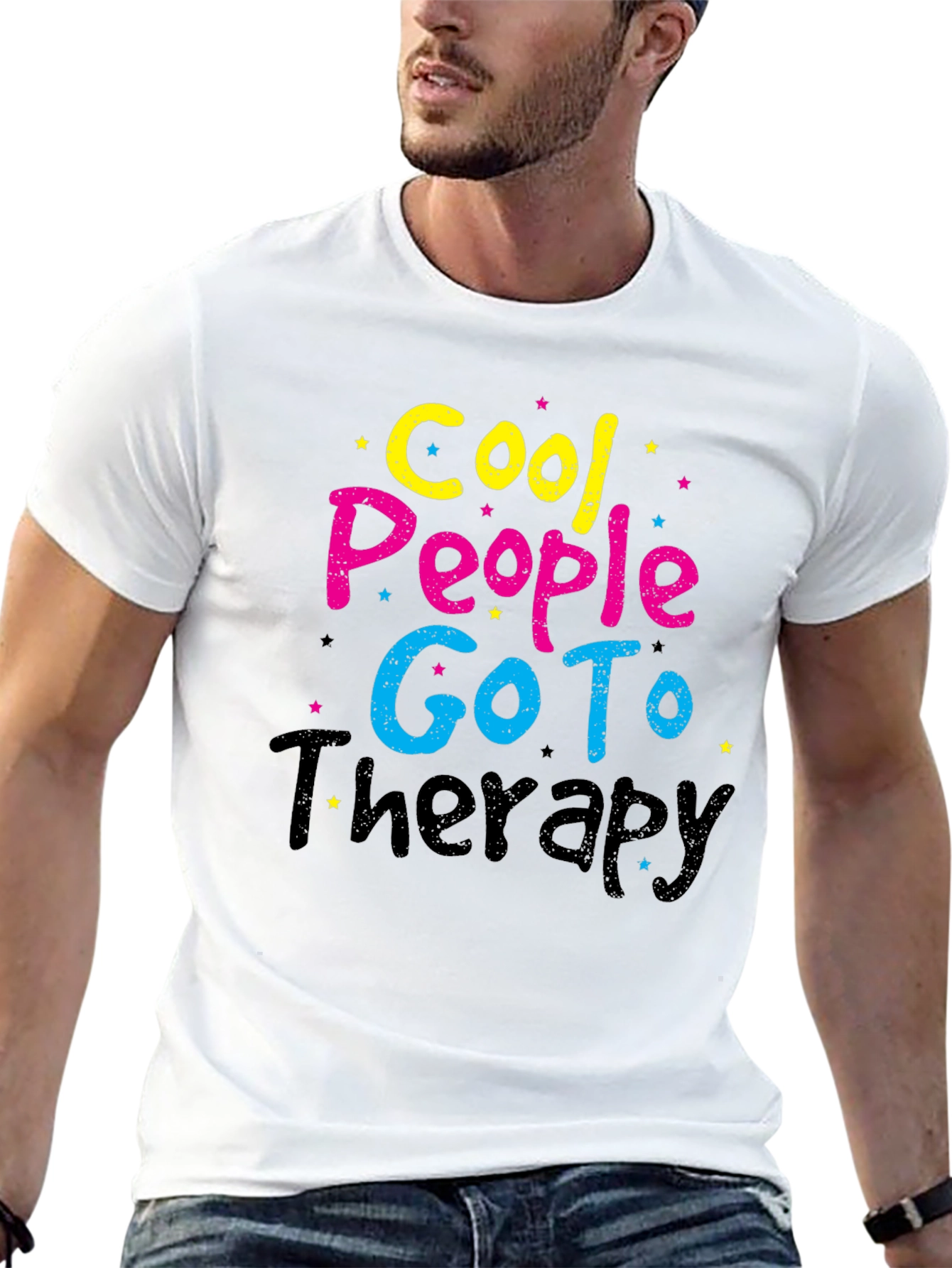Black Cool People Go To Therapy Black T-Shirt view 13