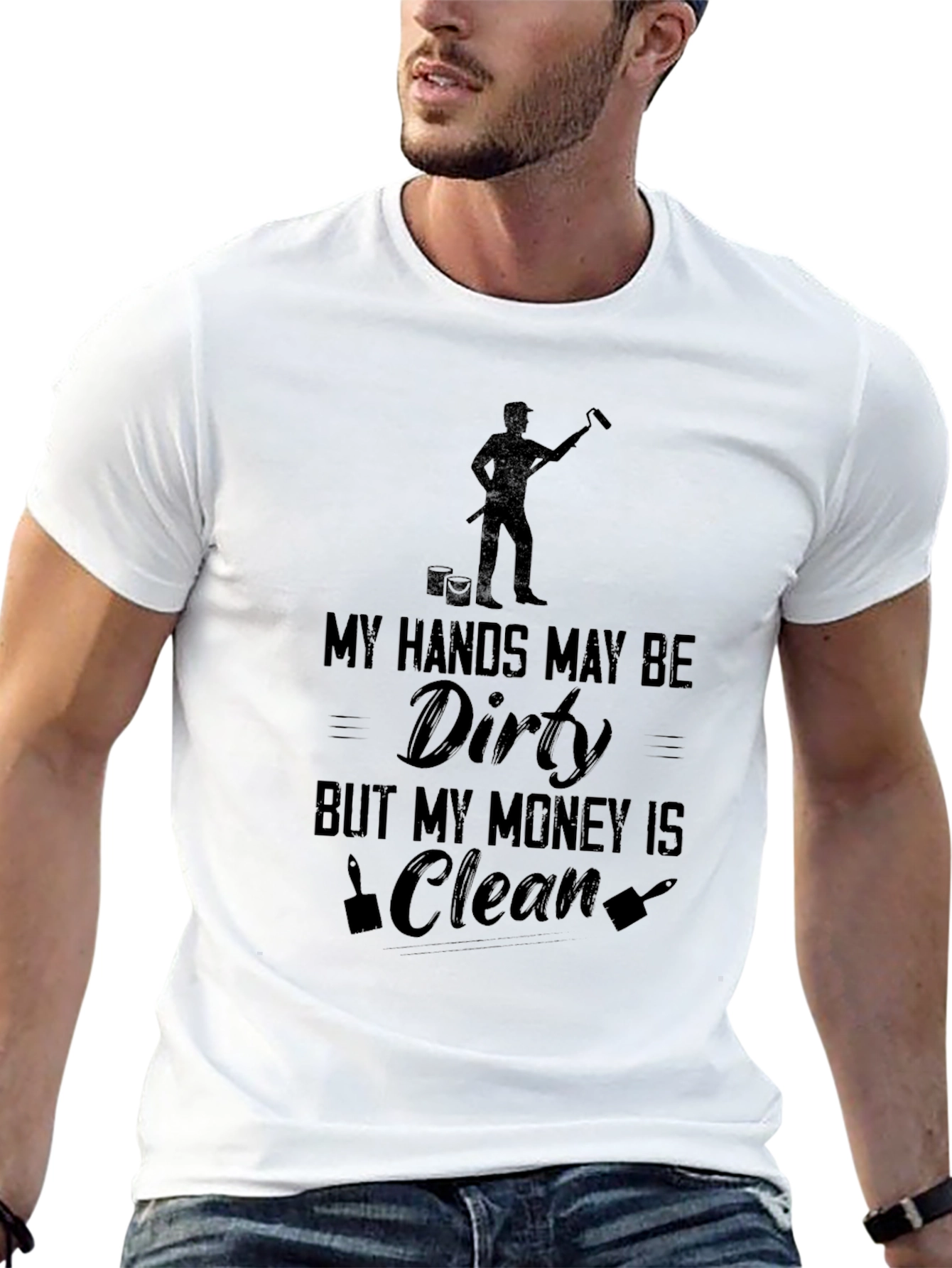 Black Painter's Pride: 'Dirty Hands, Clean Money' T-Shirt view 13