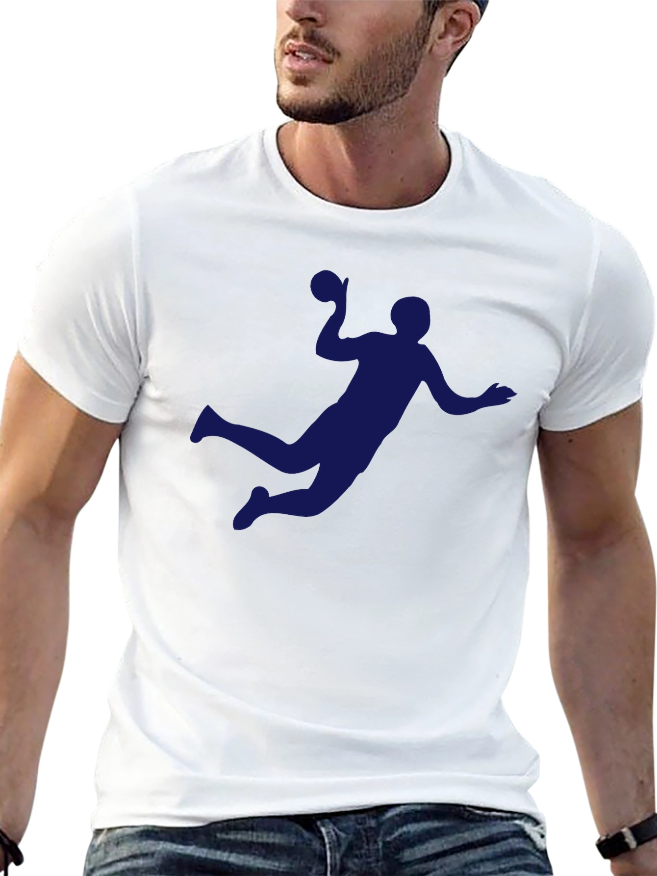 Black Handball Player Graphic Tee - Sporty Black T-Shirt view 13