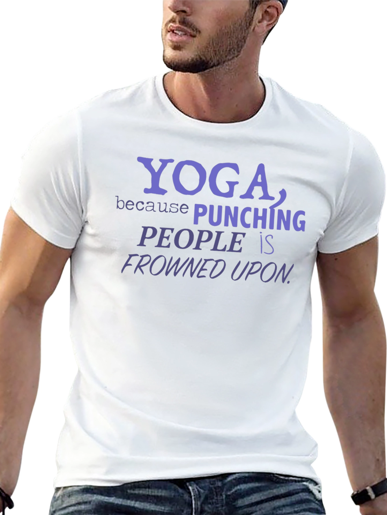 Black Yoga Punching People Funny T-Shirt view 13