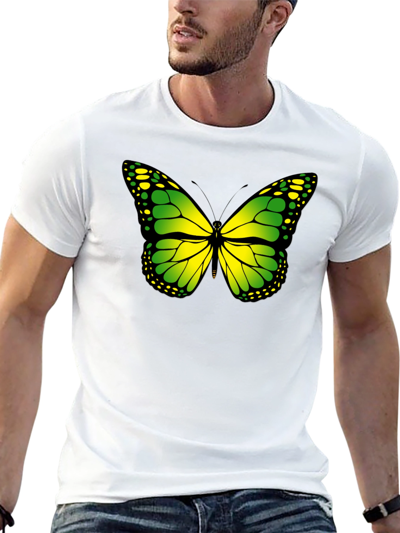 Black Butterfly Graphic Tee - Black Cotton T-Shirt view 13