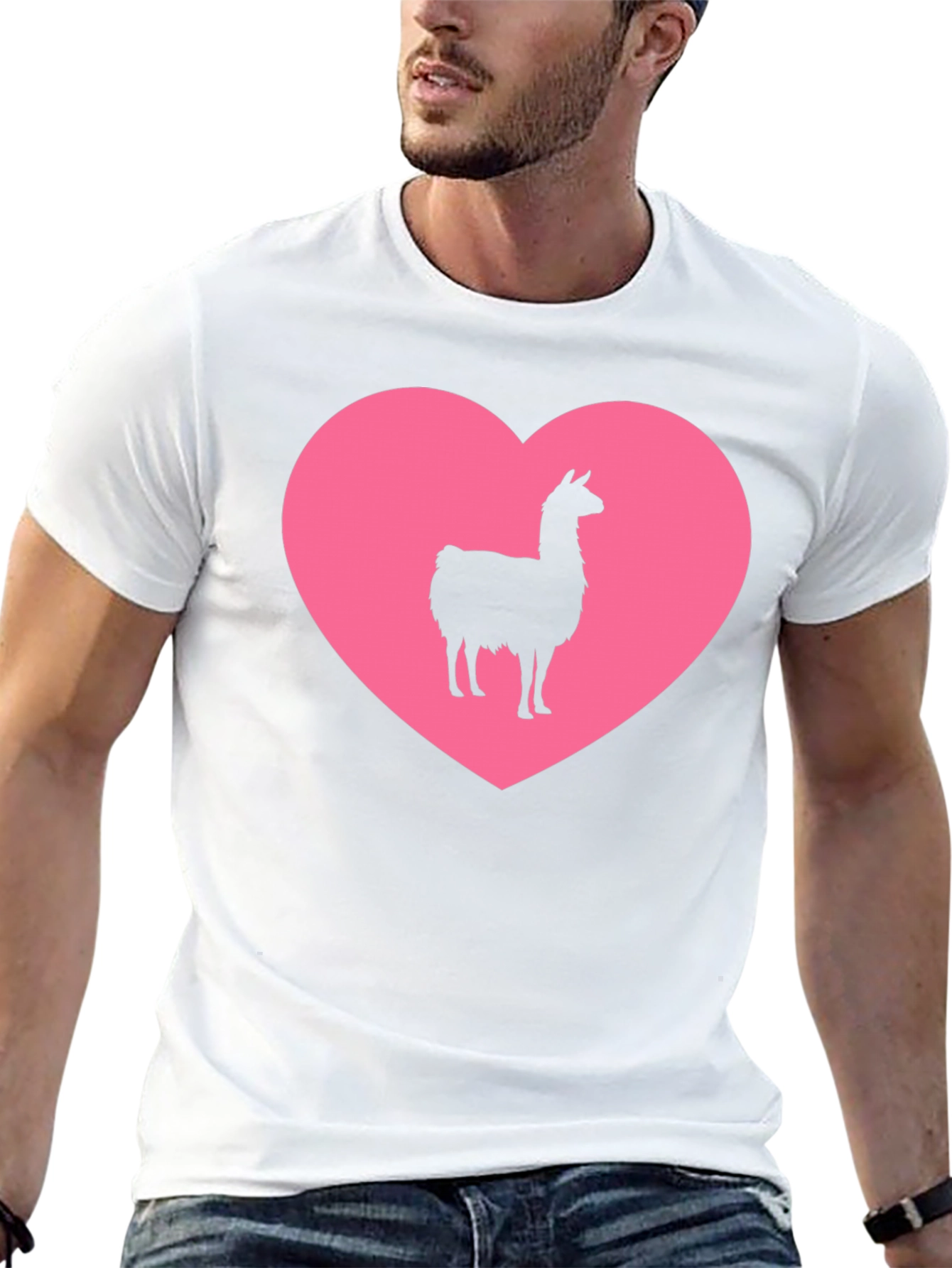 Black Llama Heart Graphic Tee - Black Unisex T-Shirt view 13