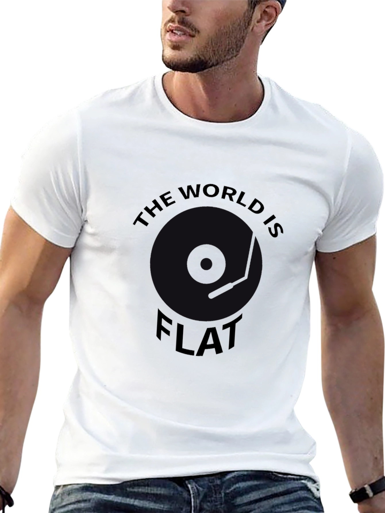 Black The World is Flat T-Shirt - Black Novelty Tee view 13
