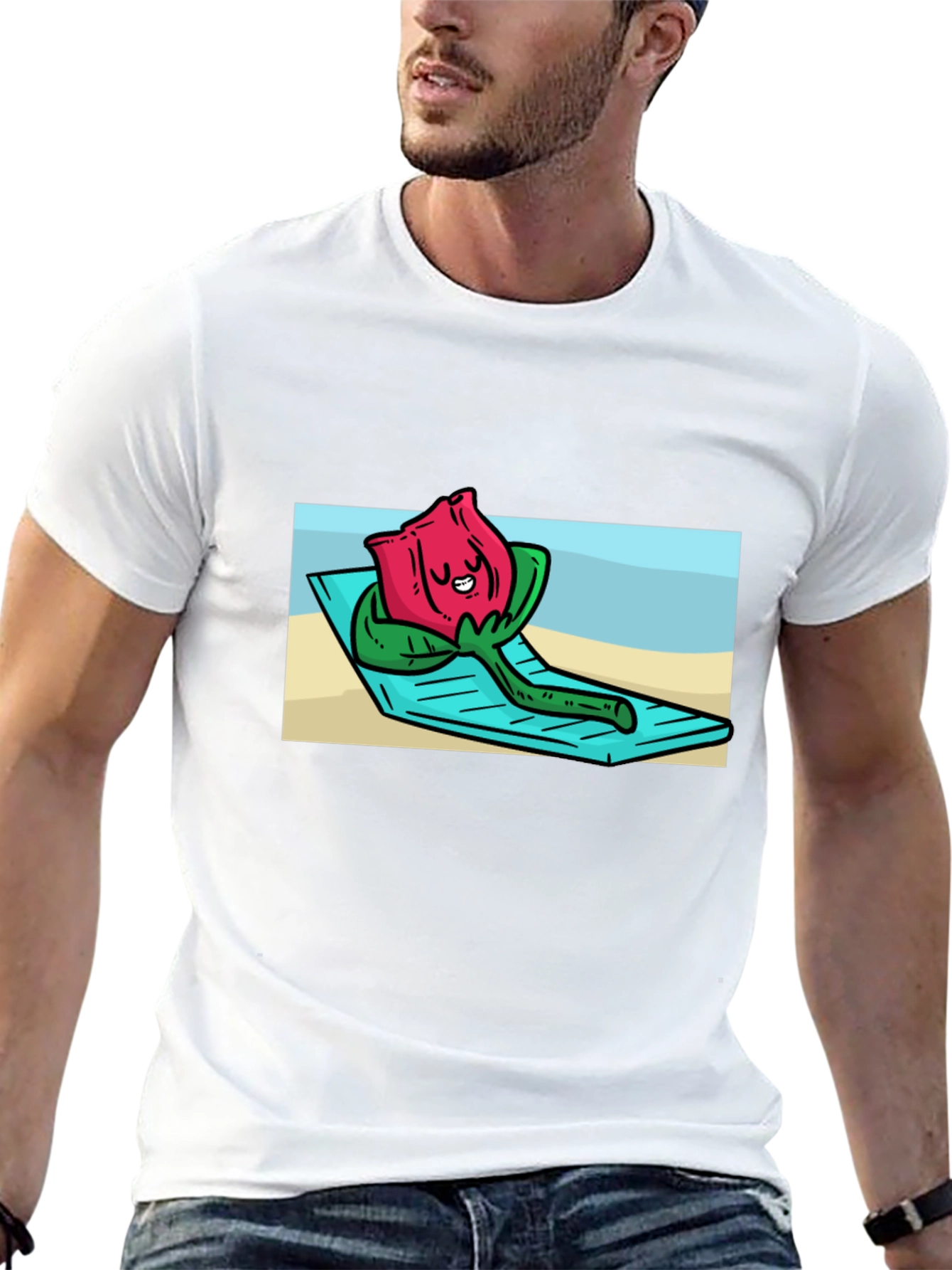 Black Relaxing Rose Graphic Black T-Shirt view 13