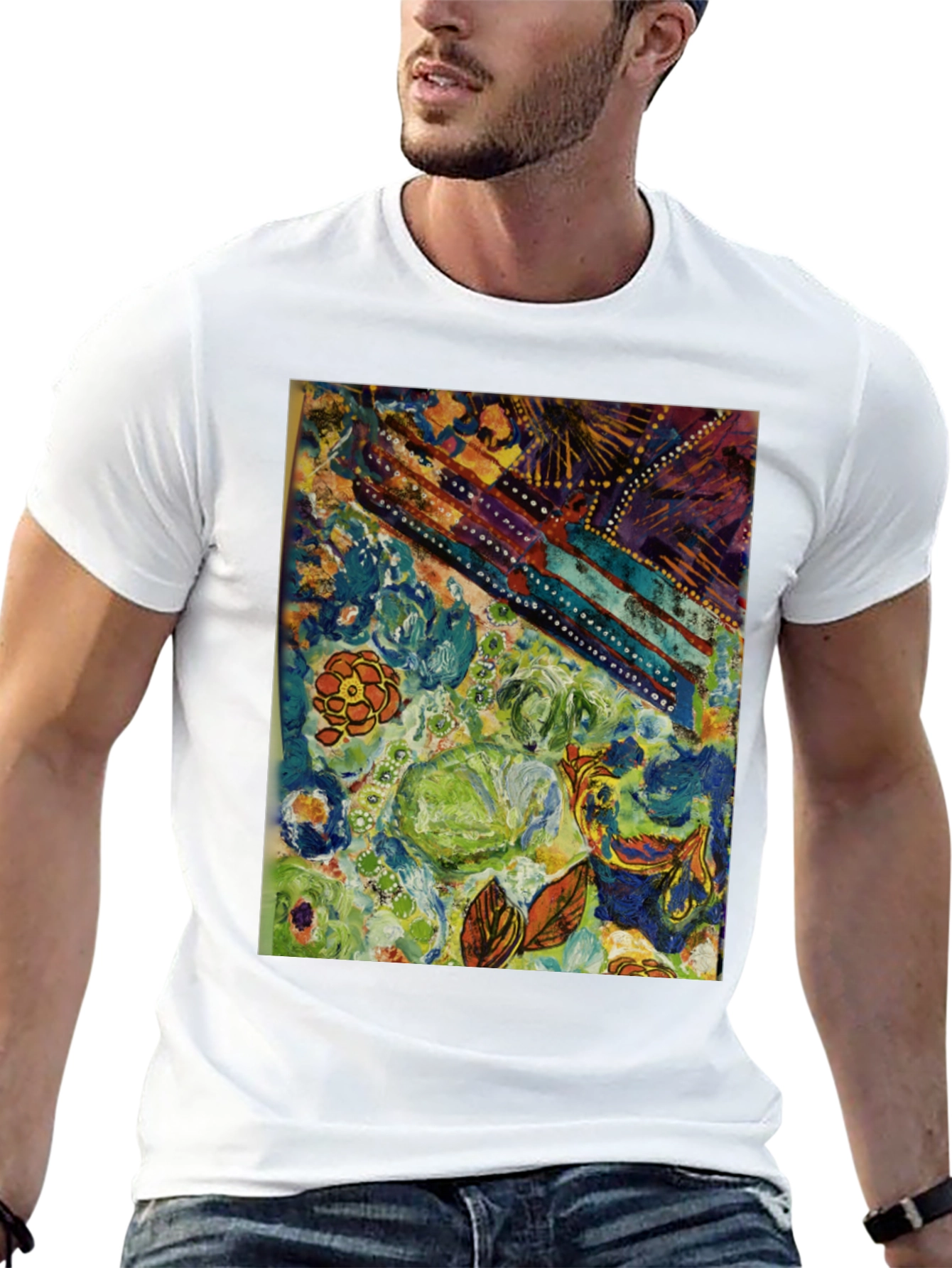Black Abstract Floral T-Shirt - Artistic Expression view 13