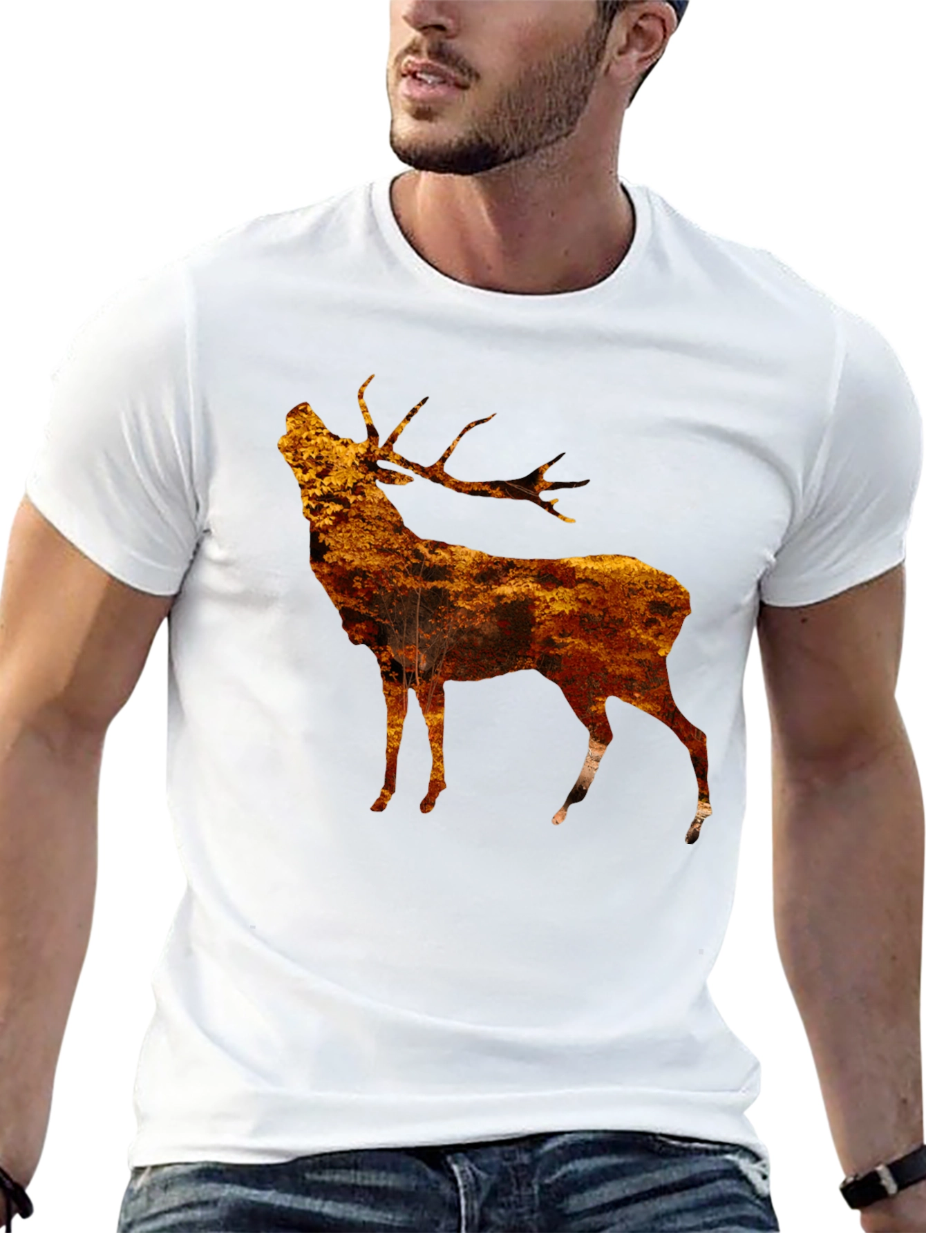 Black Rustic Stag Graphic Tee - Black view 13