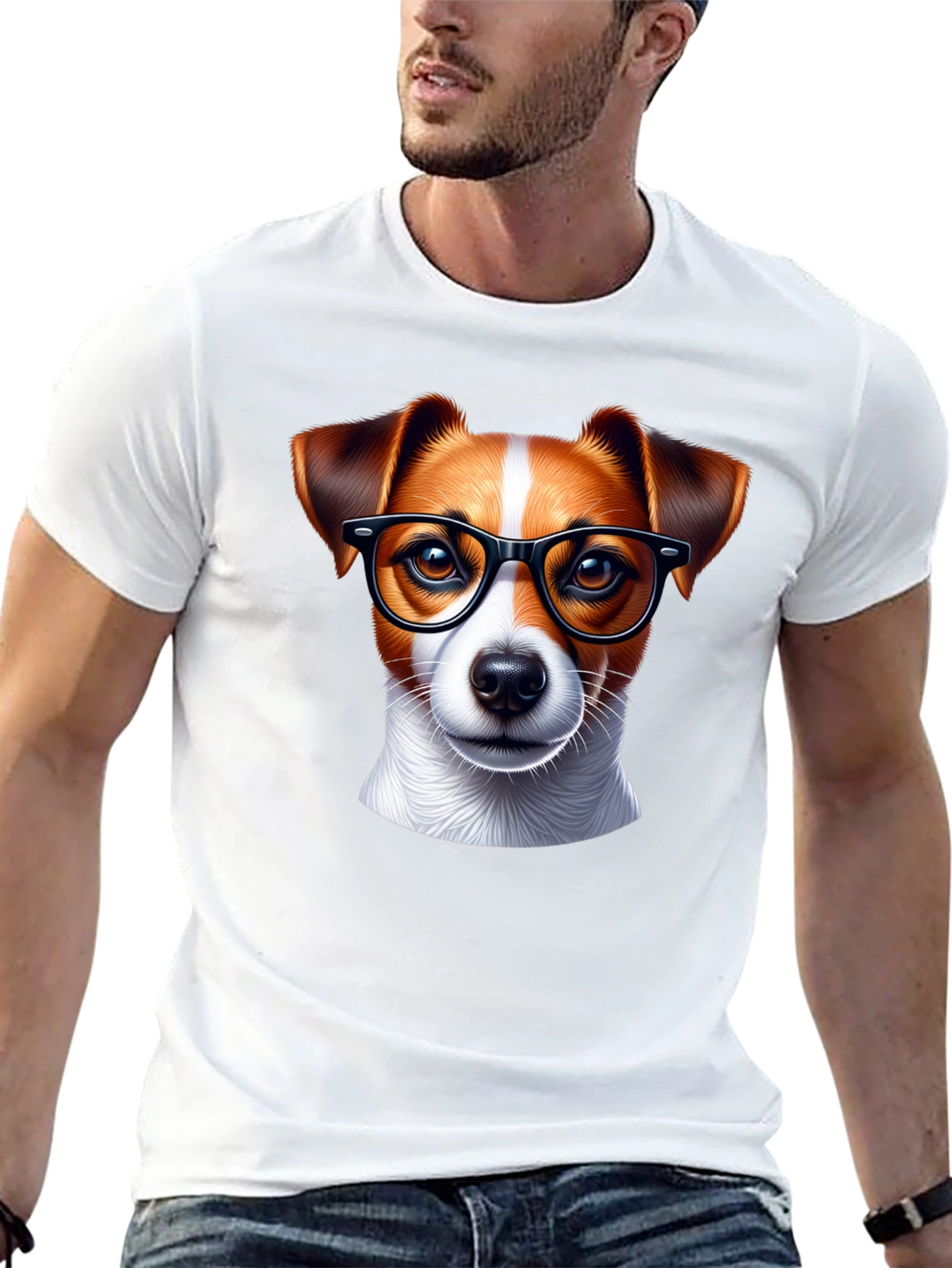 Black Dog with Glasses T-Shirt - Black view 13