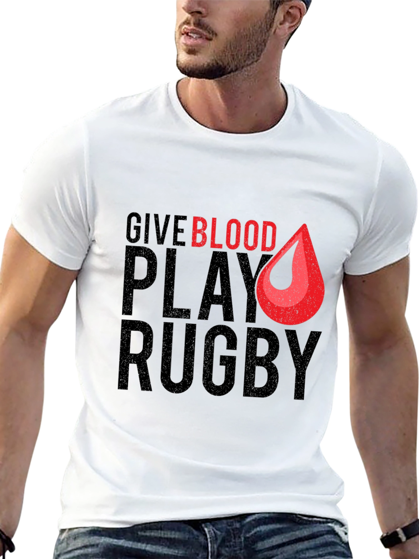 Give Blood Play Rugby Graphic T-Shirt - 13