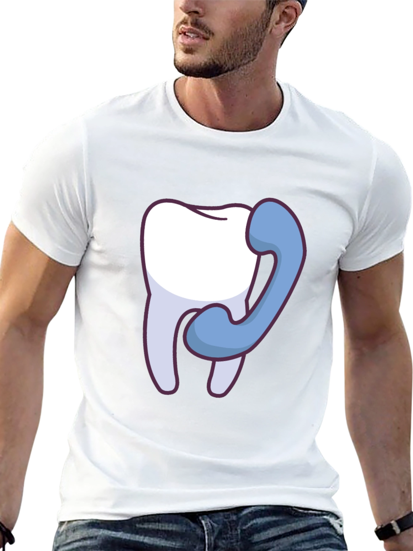 Black Dental Humor T-Shirt - Tooth Phone Call view 13