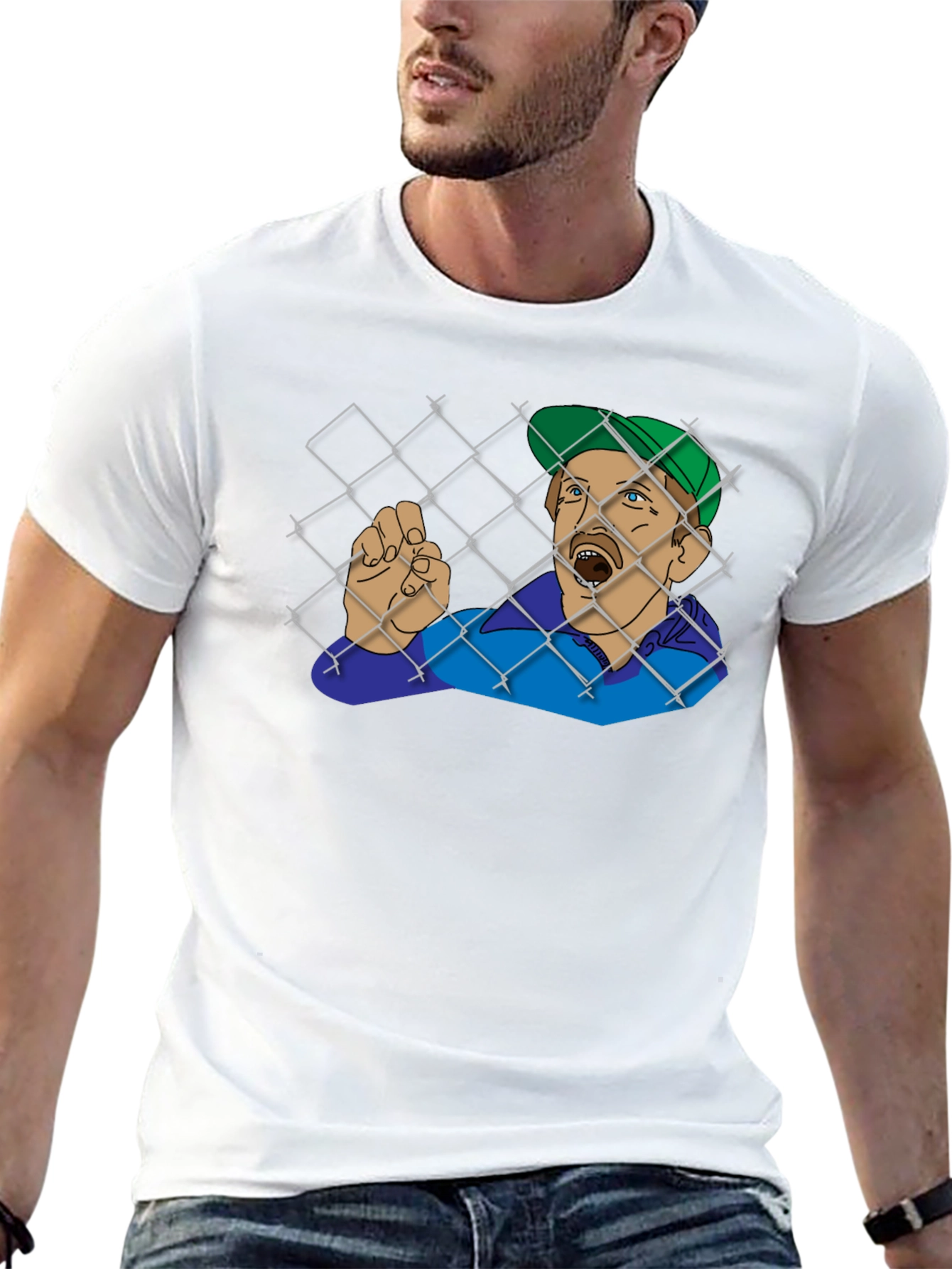 Black Funny Trapped Man Graphic Tee - Black T-Shirt view 13