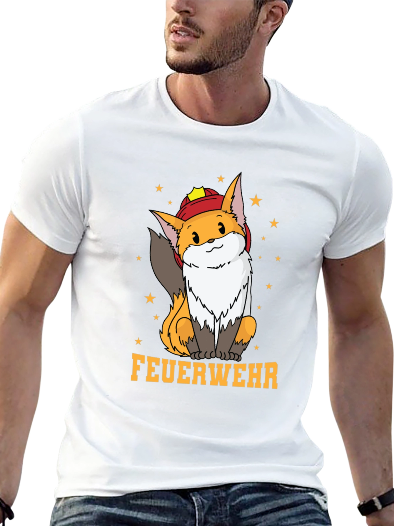 Black Fox Firefighter T-Shirt - Cute Cartoon Design view 13