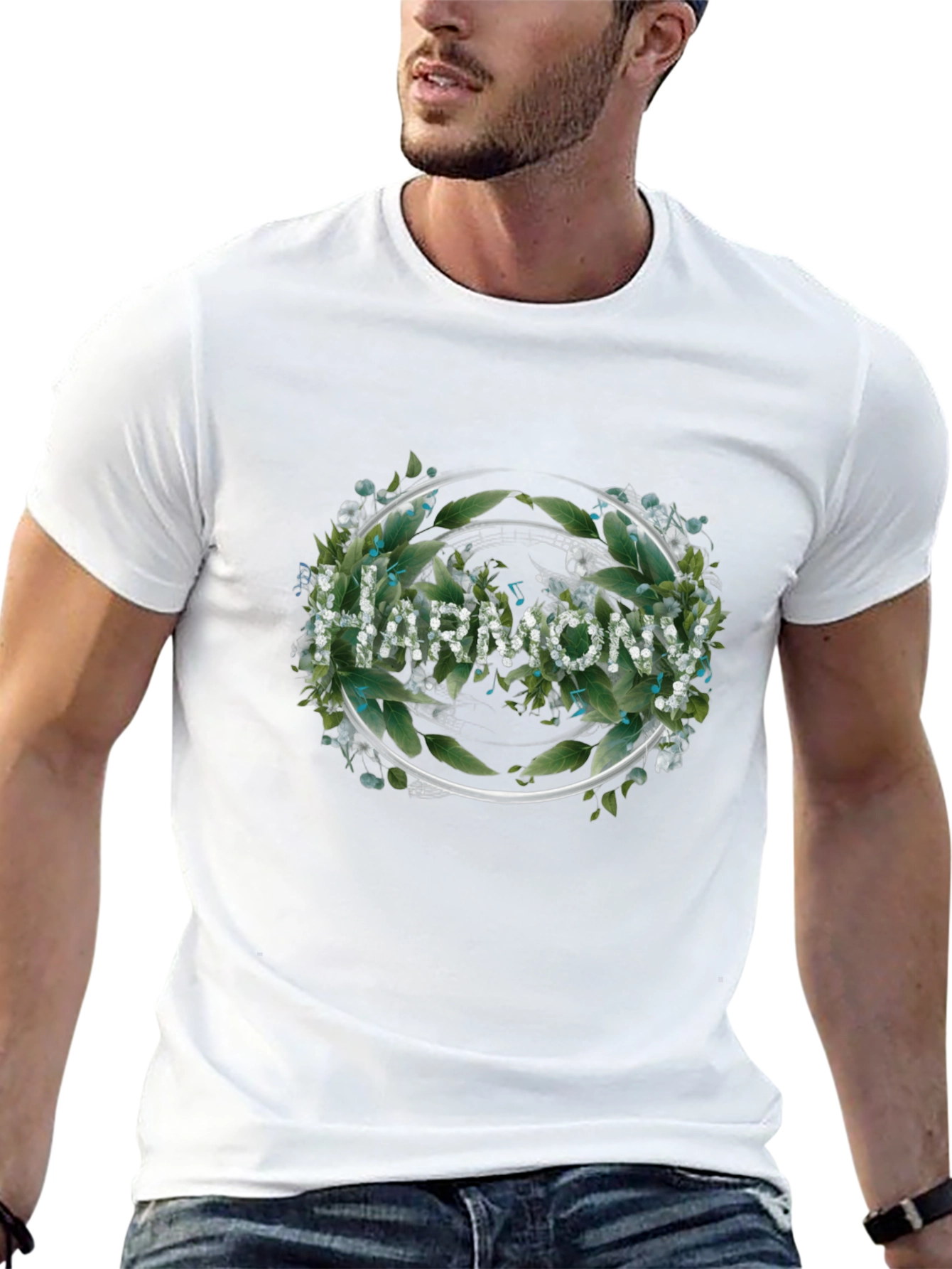 Black Harmony Floral Wreath Black T-Shirt view 13