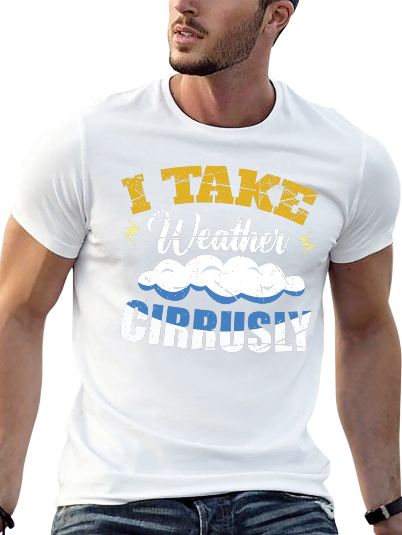 Black I Take Weather Cirrusly T-Shirt - Funny Weather Pun view 13
