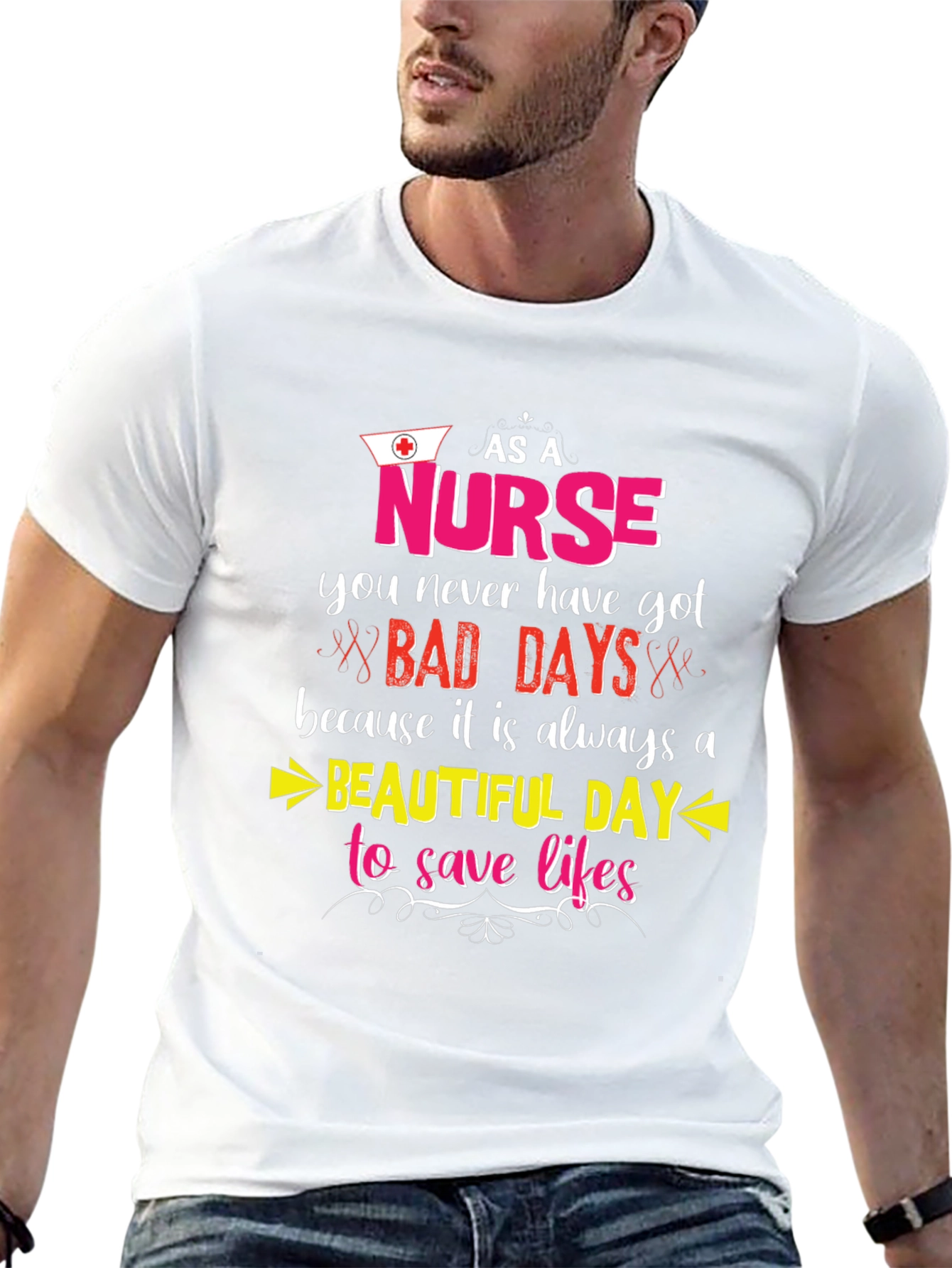 Black Nurse T-Shirt: Beautiful Day to Save Lives view 13