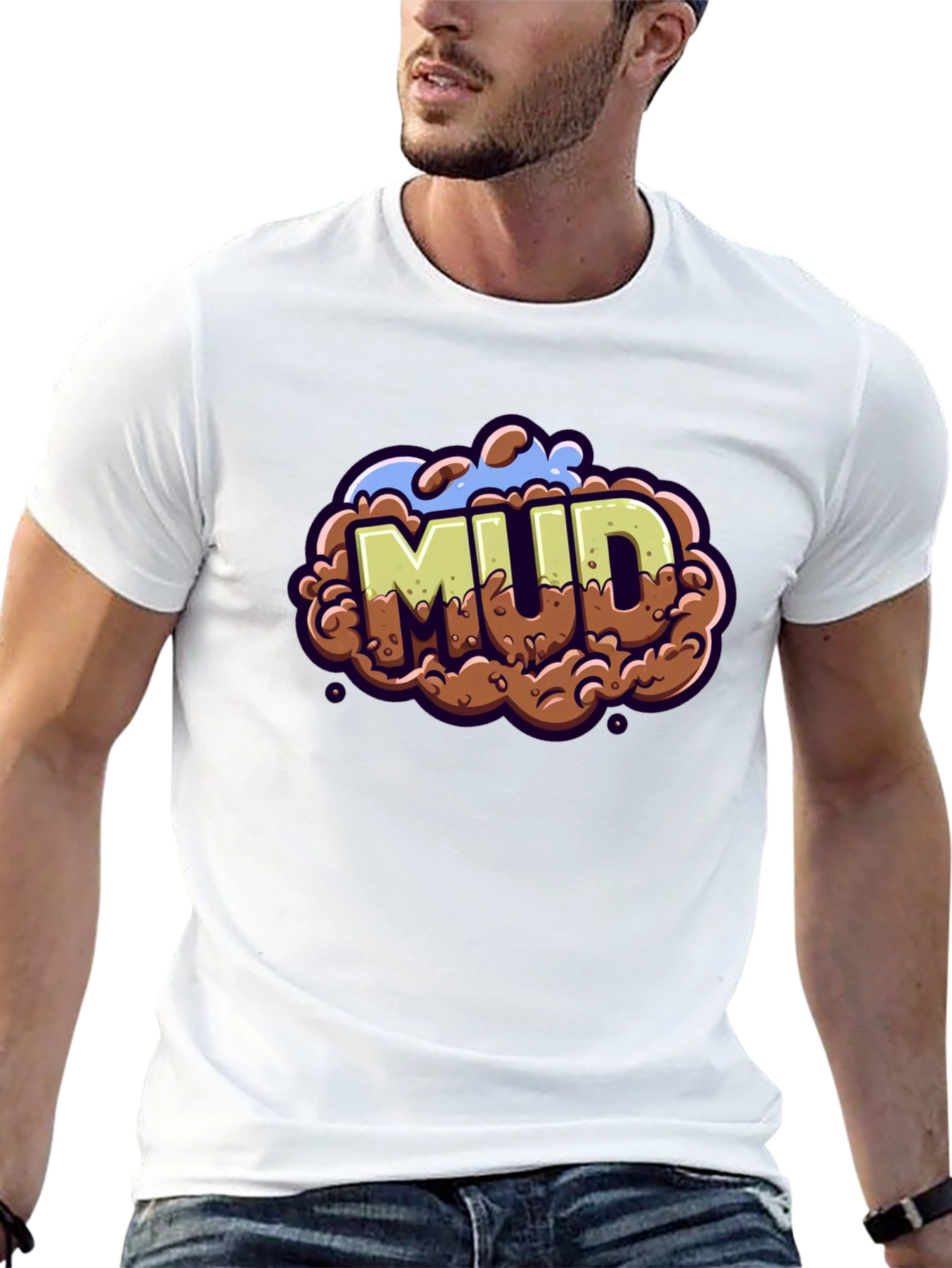 Black Mud Graphic Tee - Cartoon Style Black T-Shirt view 13
