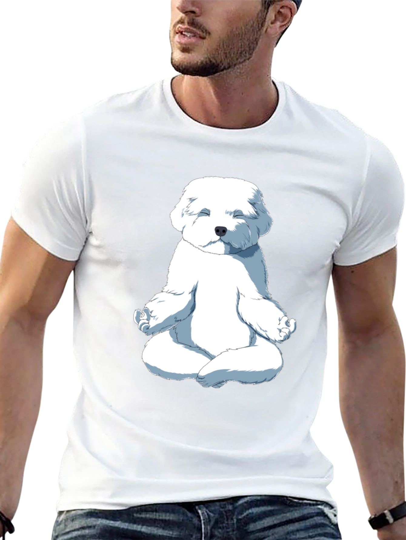 Black Meditating Dog Graphic T-Shirt view 13
