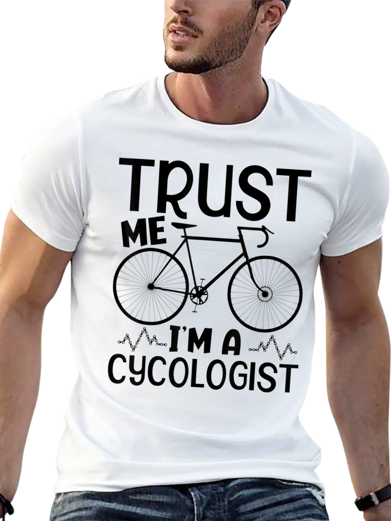 Black Trust Me I'm A Cycologist Funny Bike T-Shirt view 13
