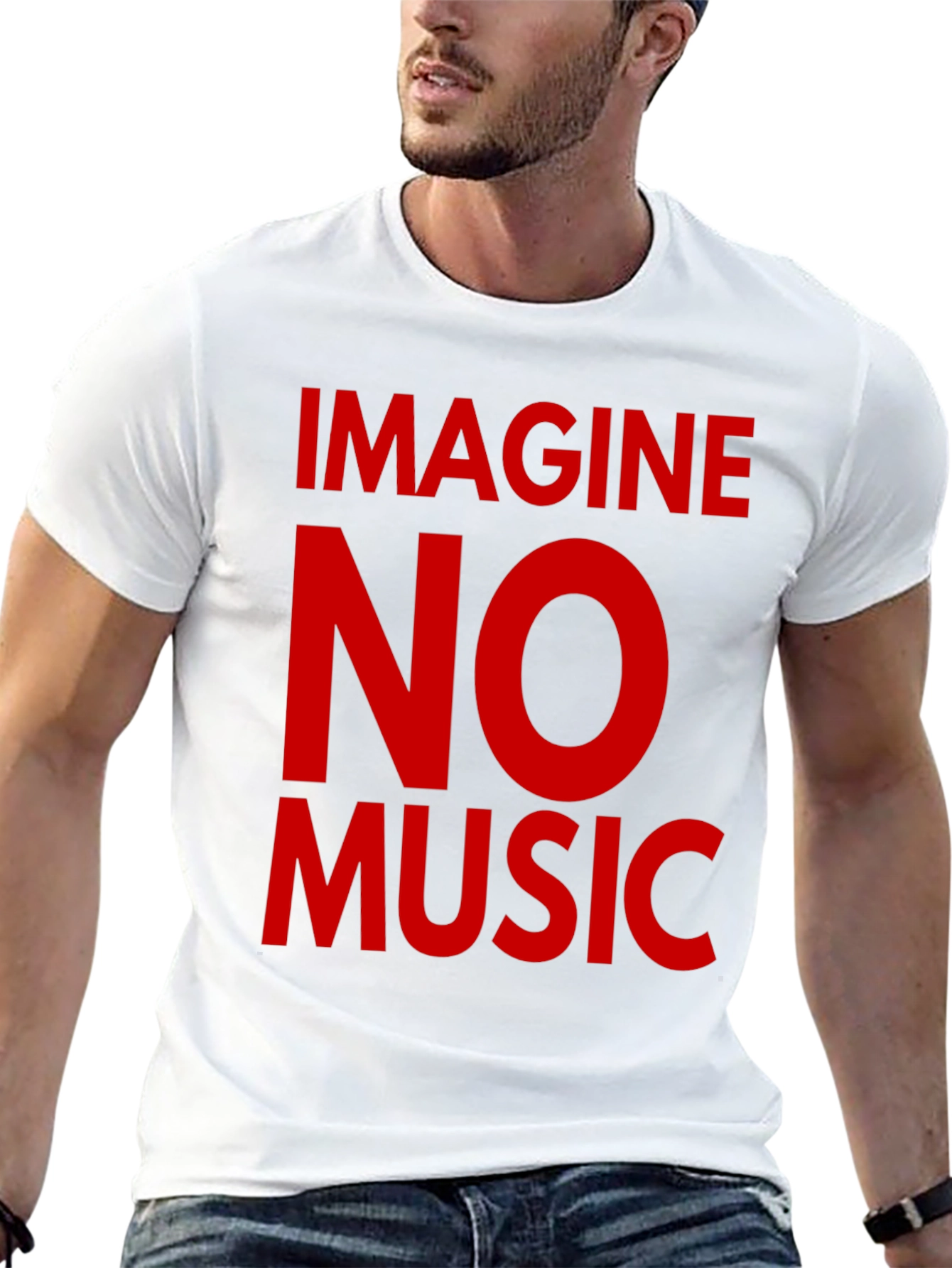 Black Imagine No Music Black T-Shirt view 13