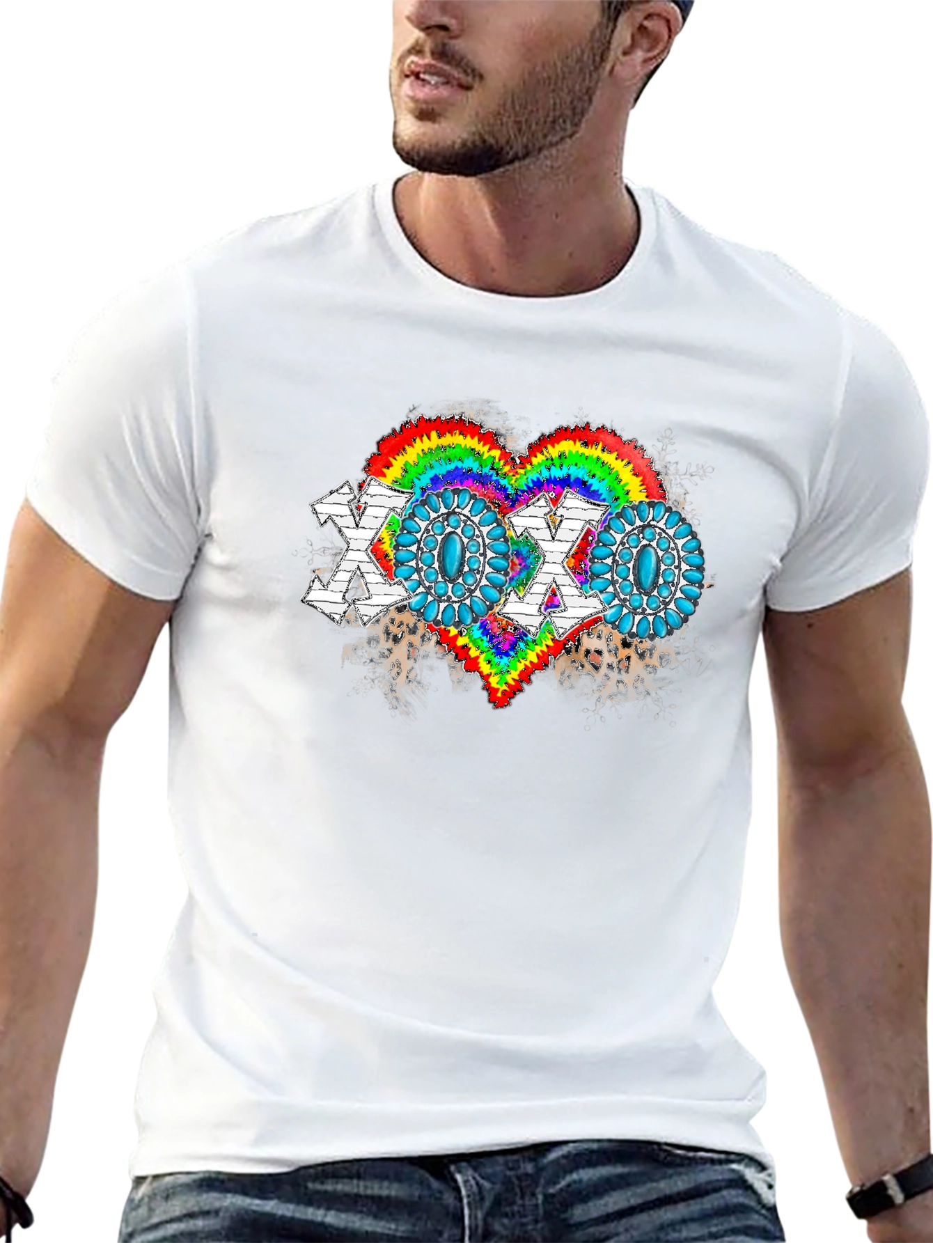 Black XOXO Rainbow Heart Graphic Tee - Soft Cotton Blend view 13