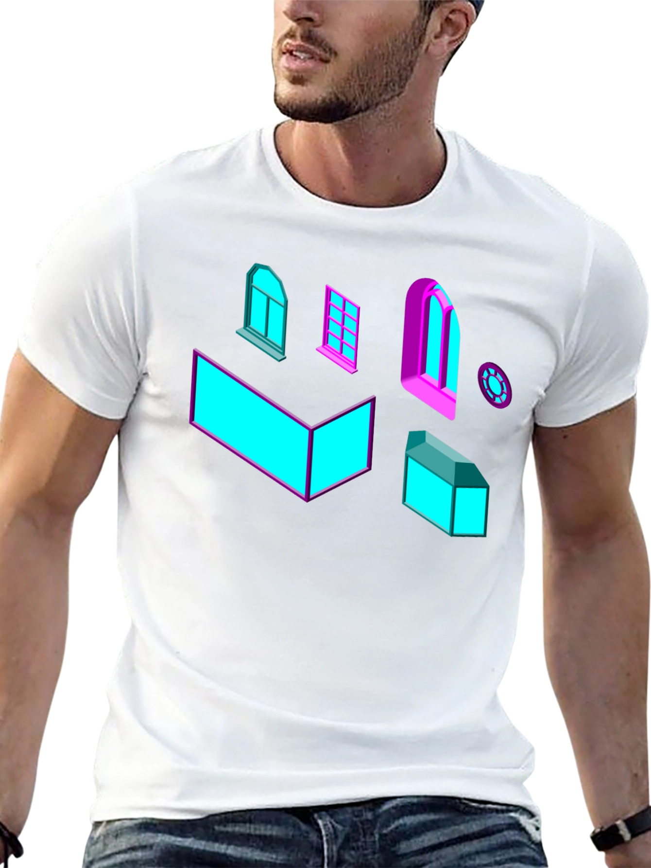 Black Geometric Windows Graphic Tee - Black view 13