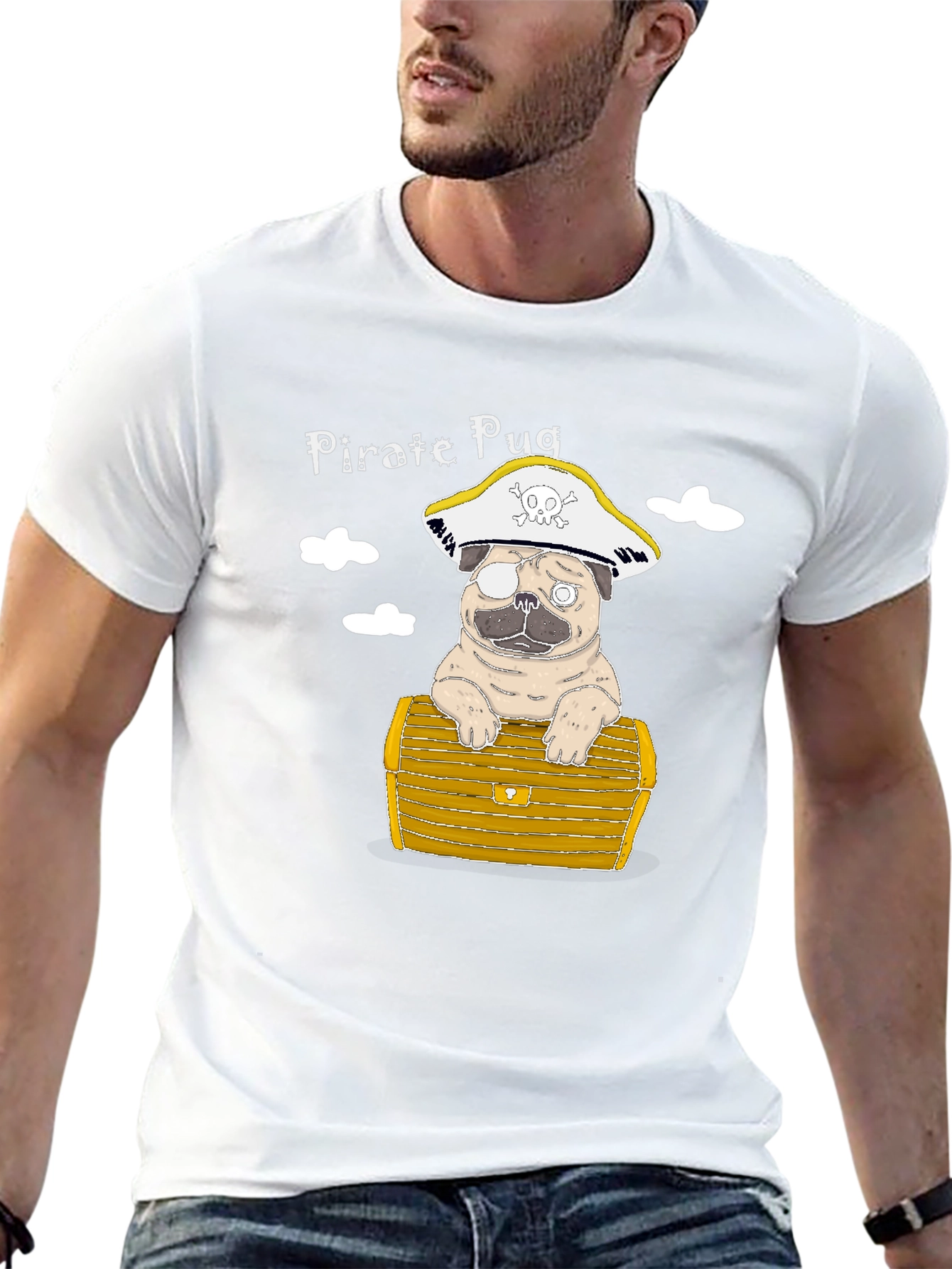 Black Pirate Pug T-Shirt - Cute Dog Graphic Tee view 13
