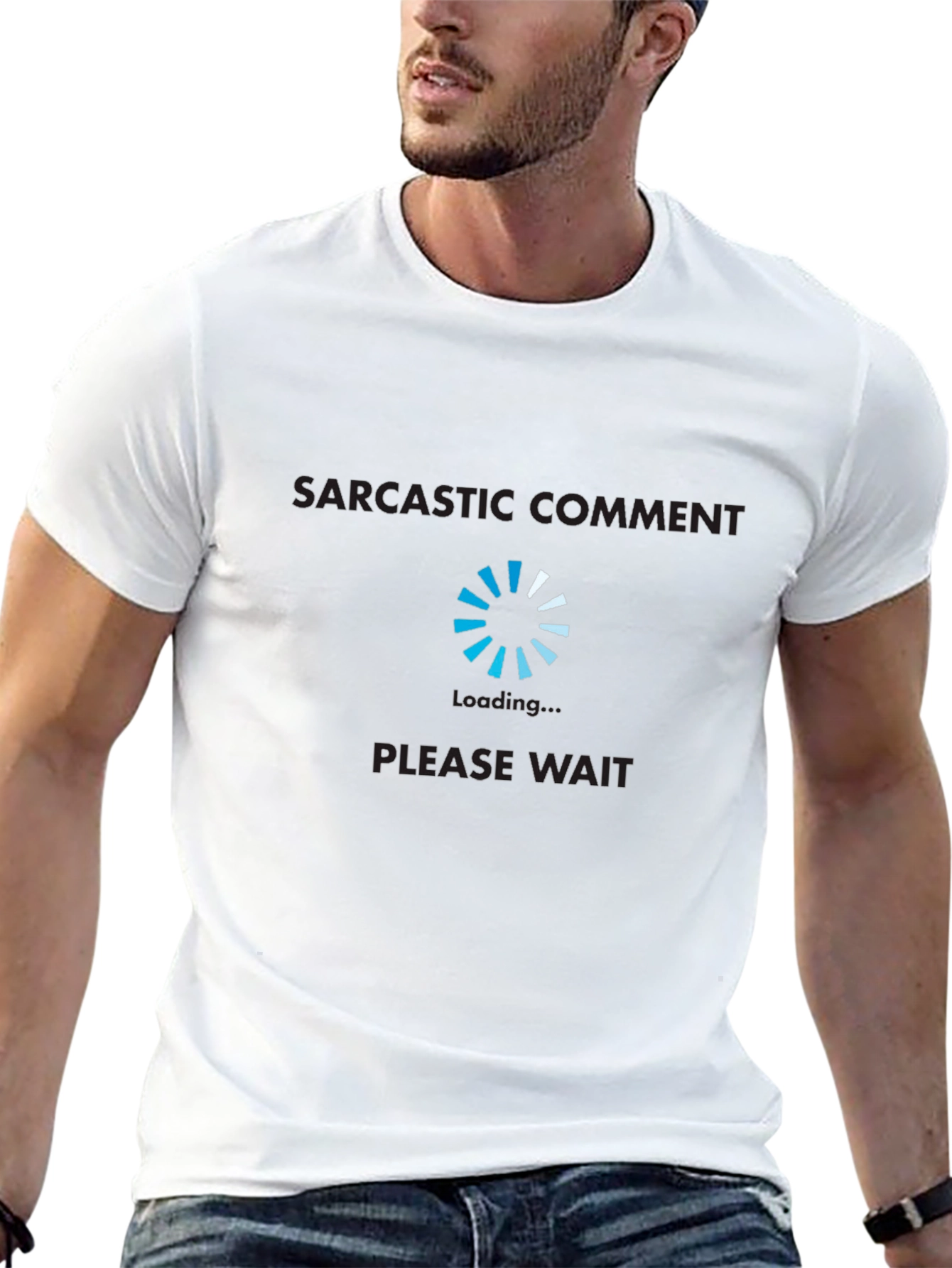 Black Sarcastic Comment Loading T-Shirt Funny Graphic Tee view 13