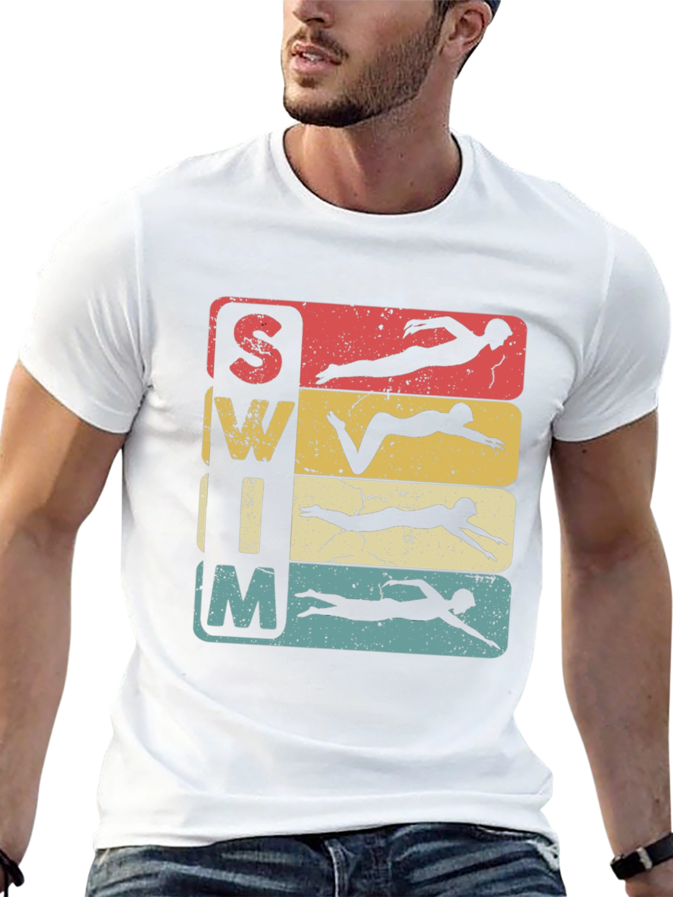Black Vintage Swim Team T-Shirt view 13