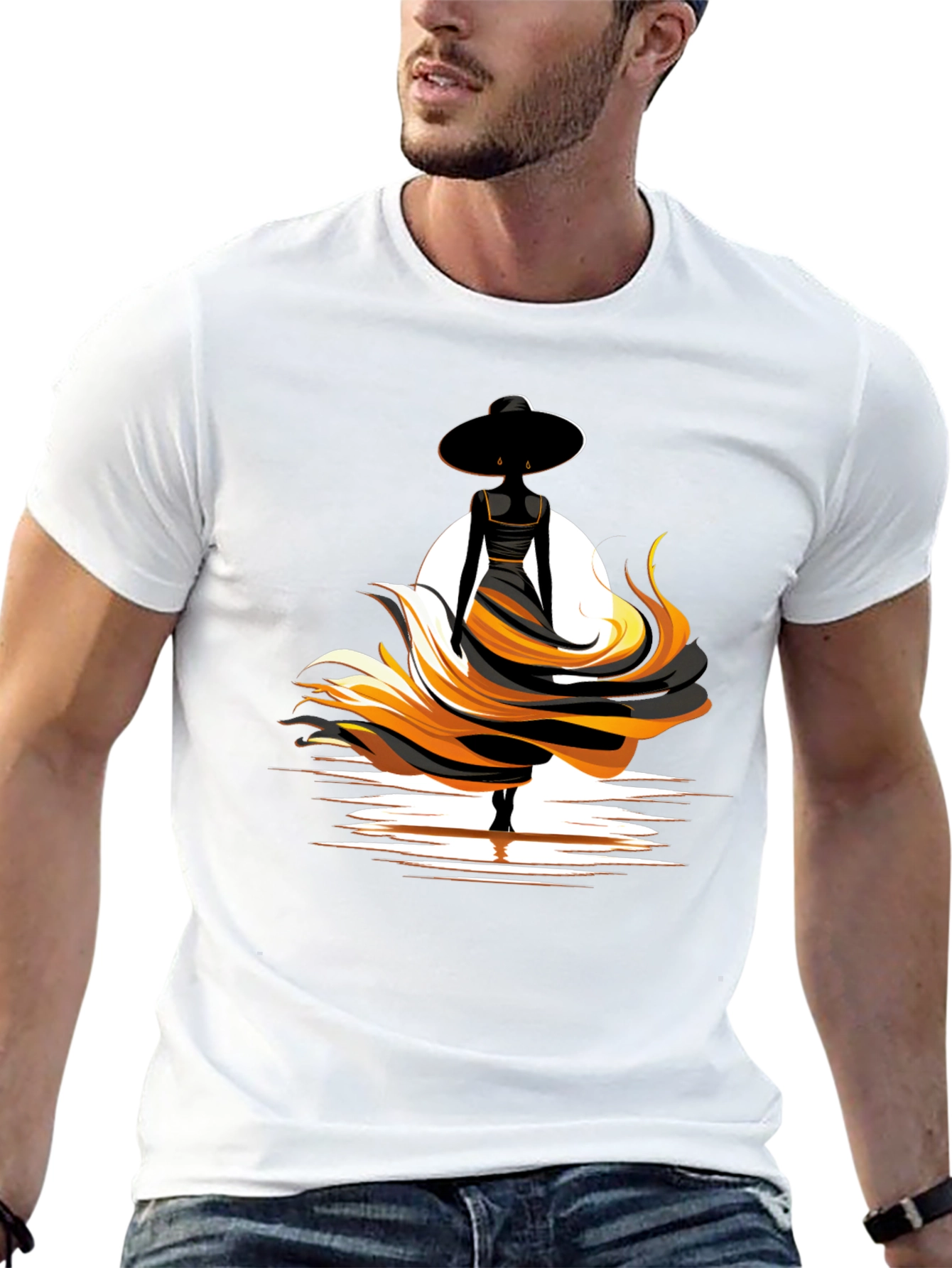 Black Elegant Woman Graphic Tee - Black view 13