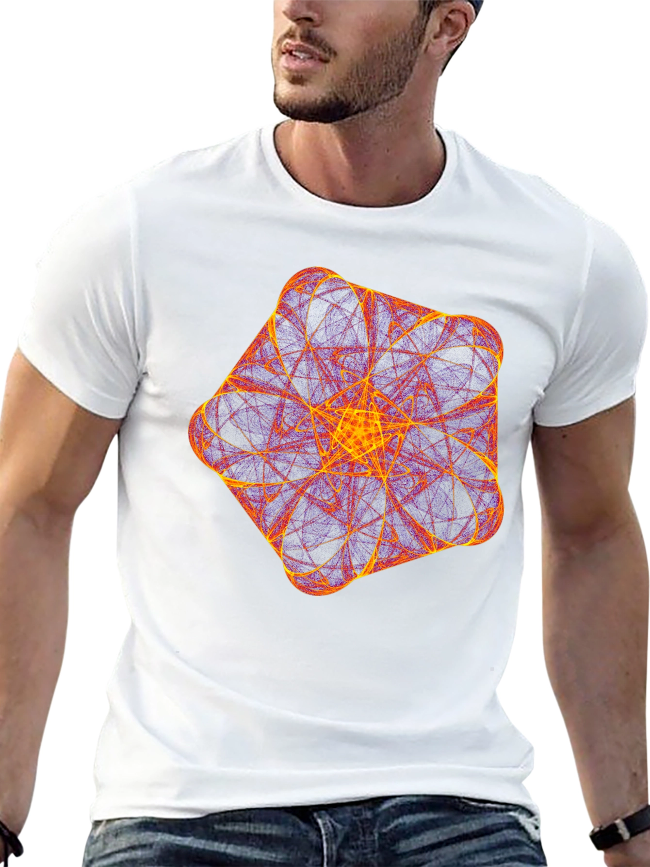Black Geometric Fractal T-Shirt - Bold & Unique Design view 13