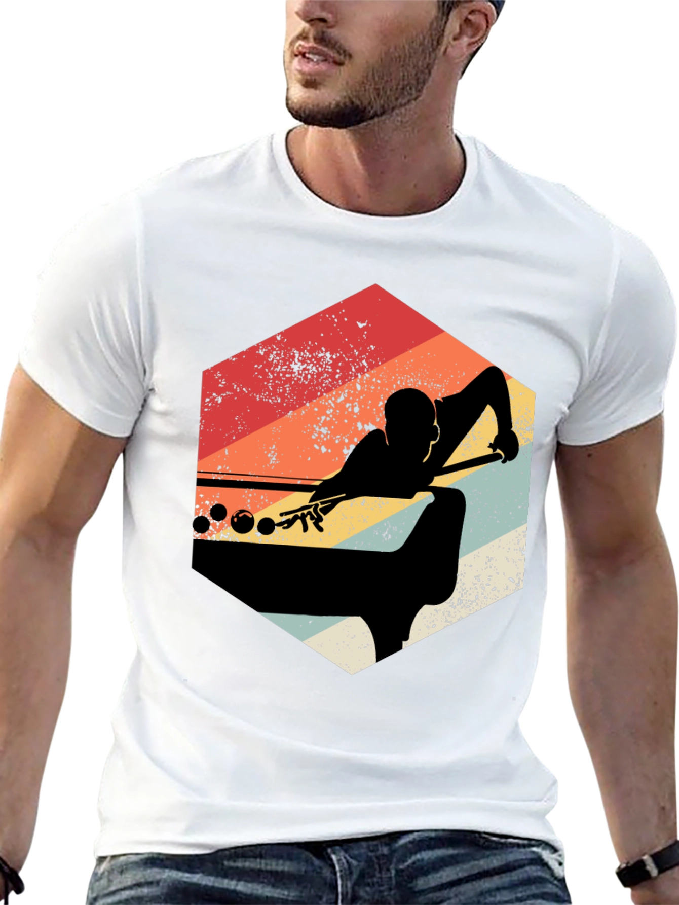 Black Vintage Billiards Player Graphic T-Shirt view 13